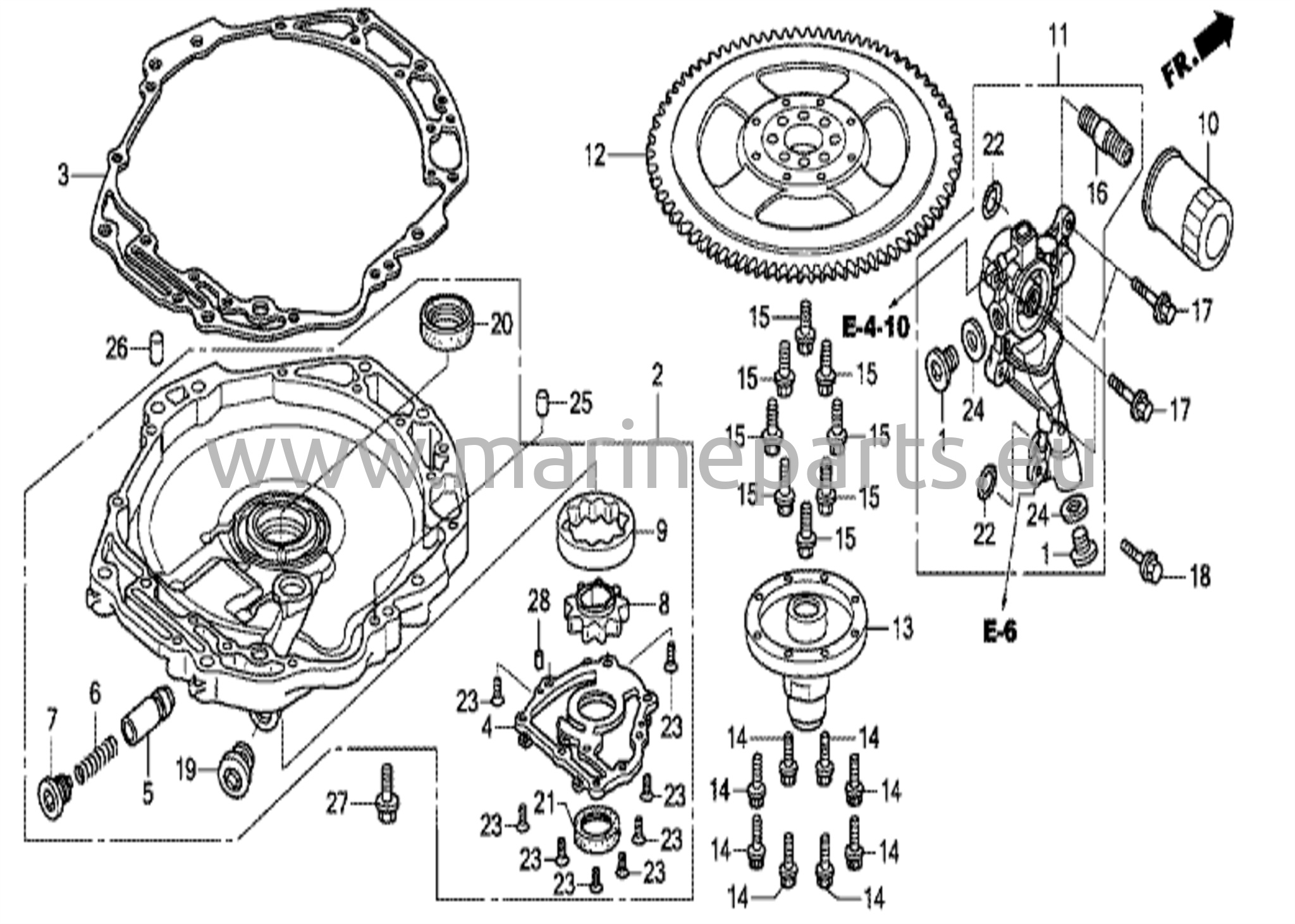 Oljetpump/svänghjul