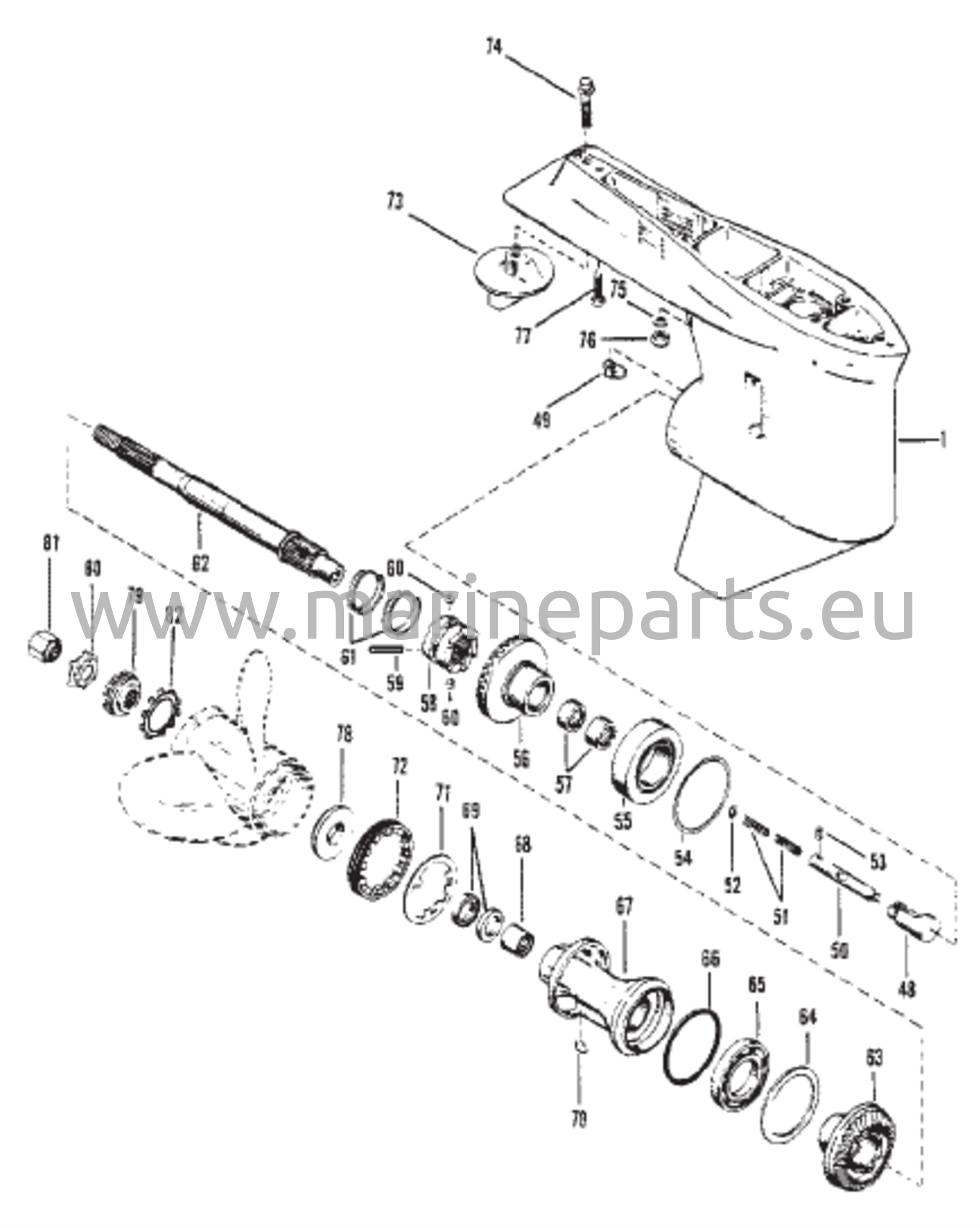 Vaihteiston kotelo (voimansiirtoakseli) 1,86:1-välityssuhde - 15 hampainen pinjontihammasratas