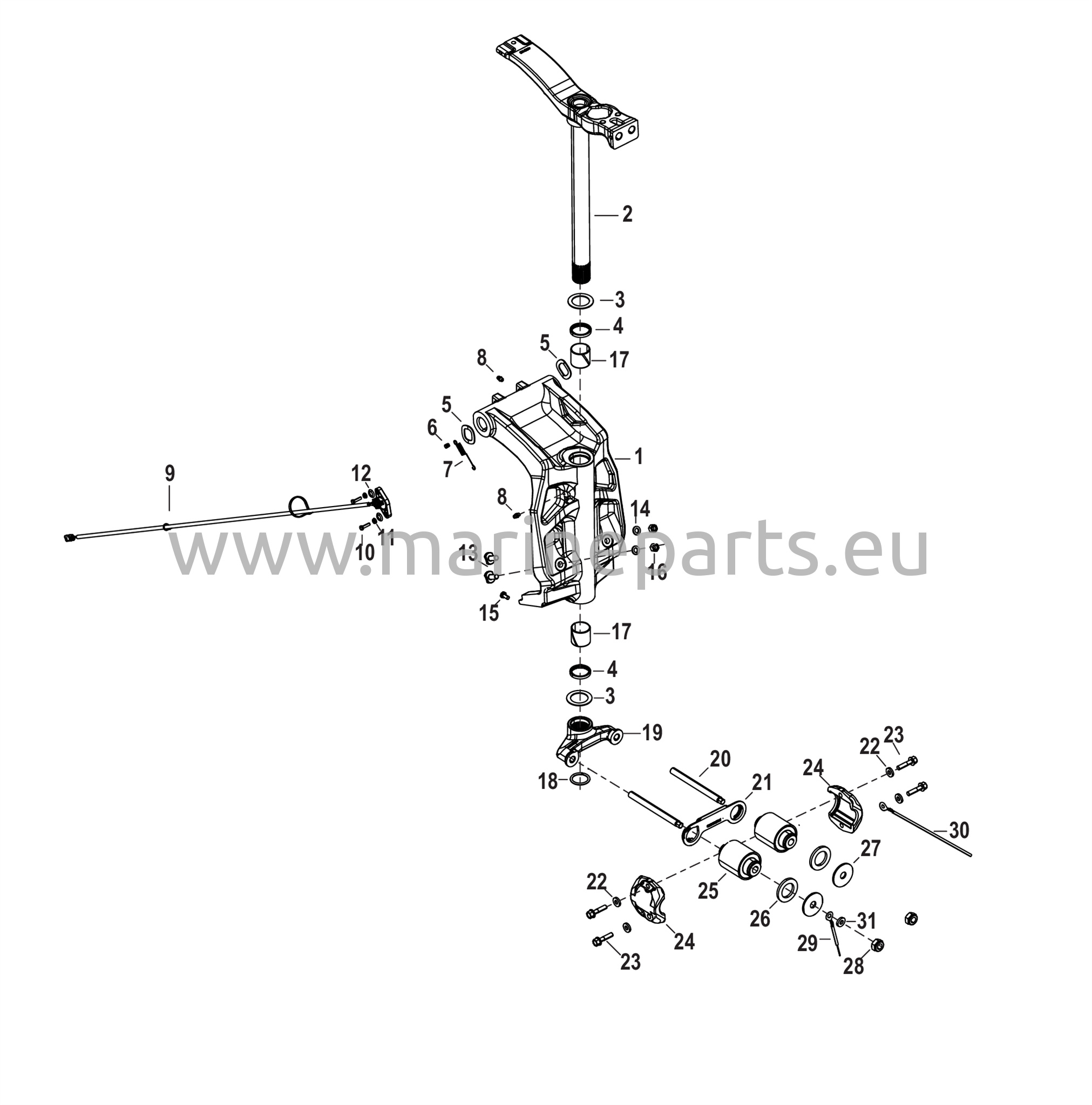 Kääntökiinnike ja ohjausvarsi