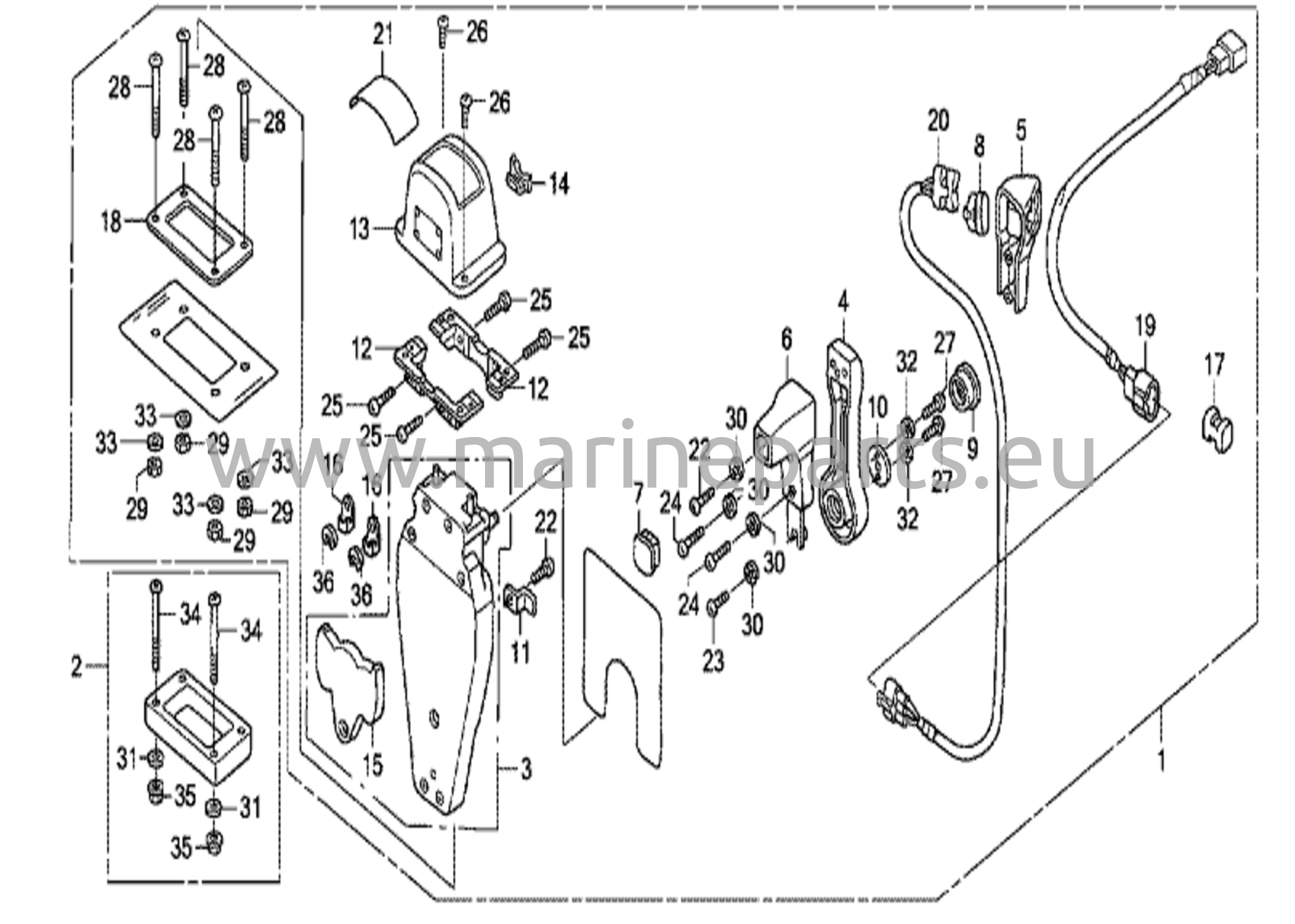 Kaukosäädin (yläkiinnitys, yksittäistyyppi) (vasen)