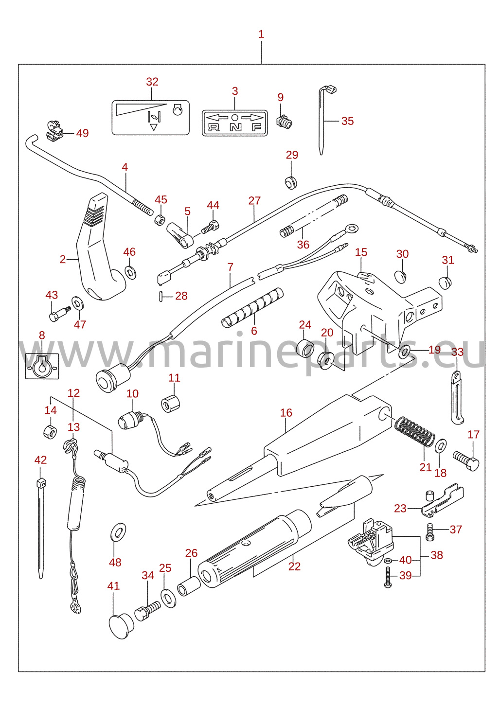 Tiller handle (2004) (optional)