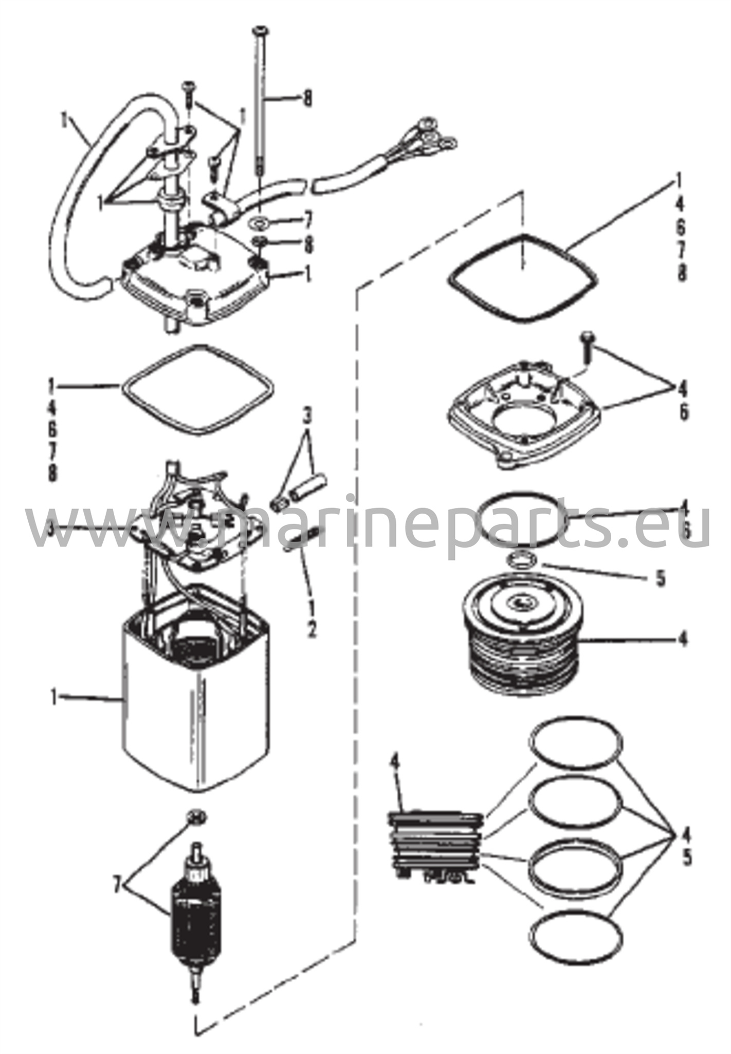 Power Trim -pumppu (Eatonin suorakaiteenmuotoinen moottori)