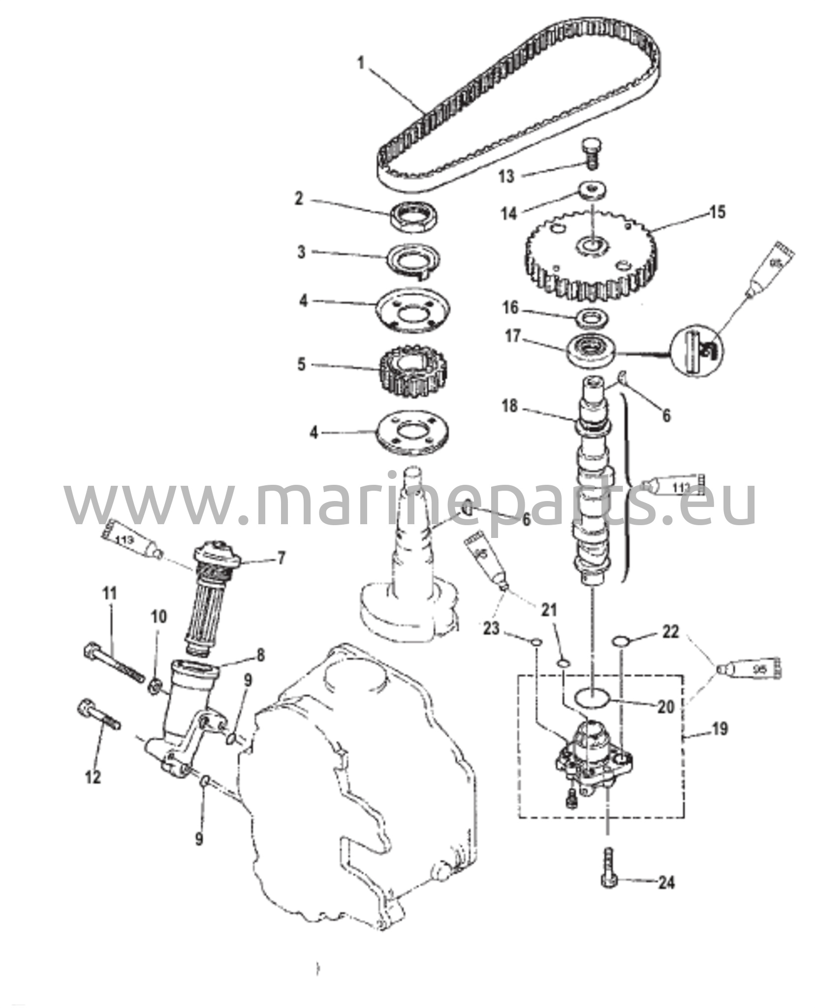 Nokka-akseli / öljypumppu