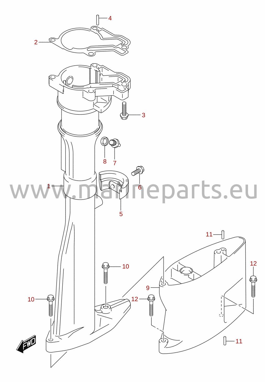 Drive shaft housing (L-transom)
