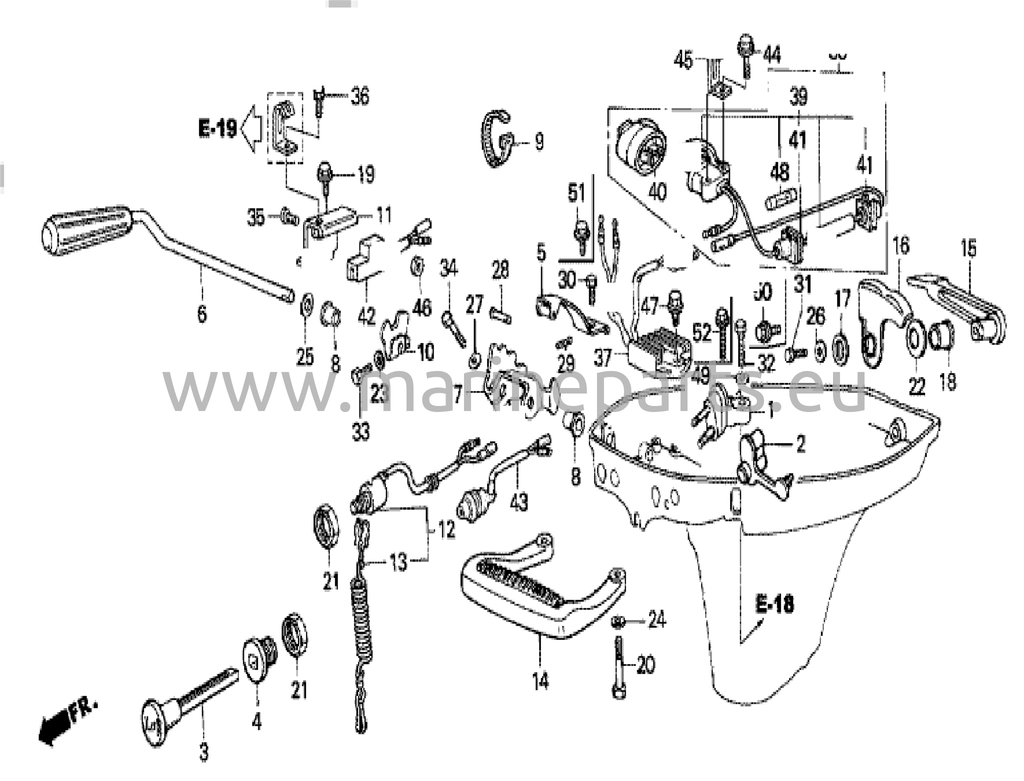 Växelaxelmekanism och mittsektionens hus