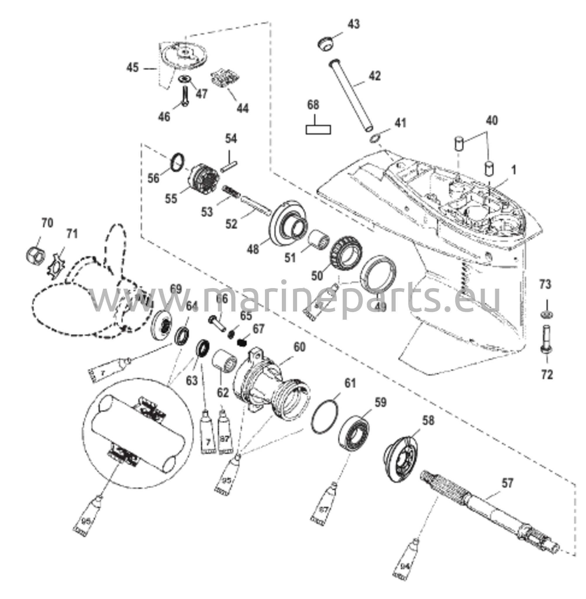 Vaihteiston kotelo potkurin akselille - 1,83:1 vaihde-suhde
