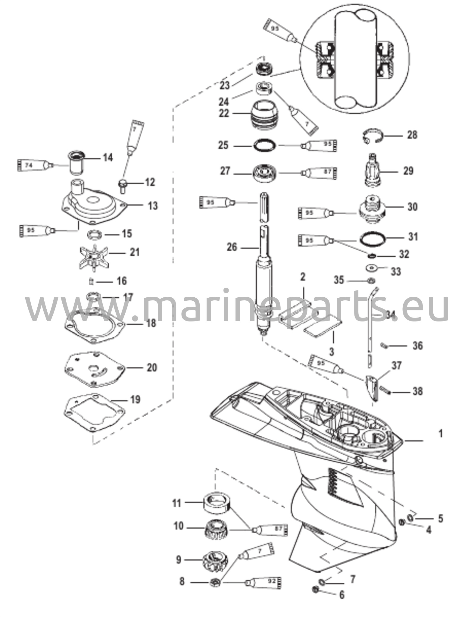Vaihteiston kotelo voimansiirtoakselille - 1,83:1 vaihde-suhde - Ei Bigfoot-mallille