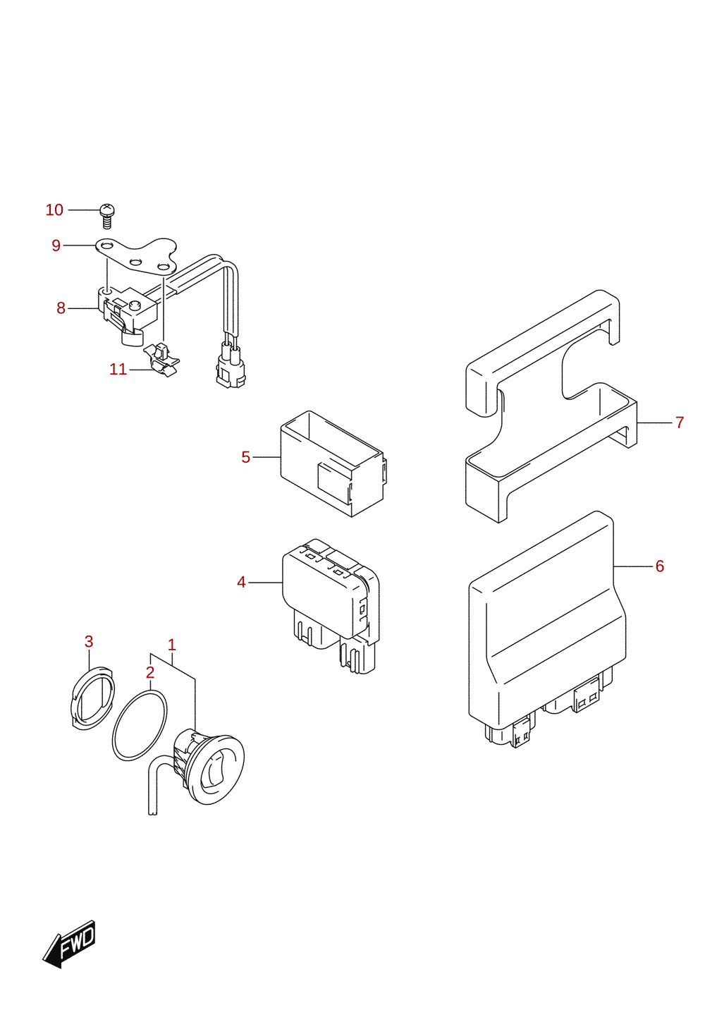 PTT switch / engine control unit (DF100AT)