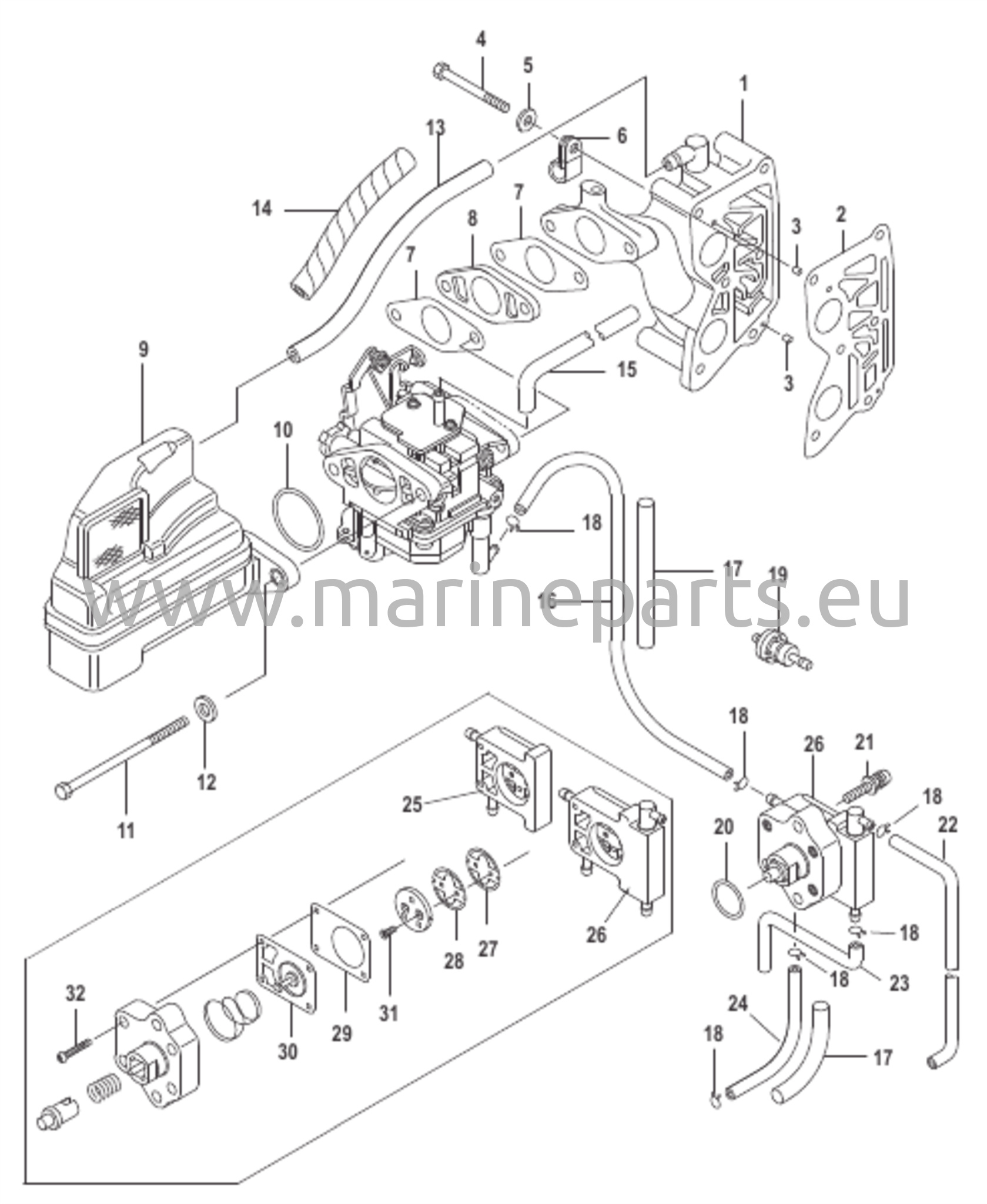 Imusarja ja polttoainepumppu