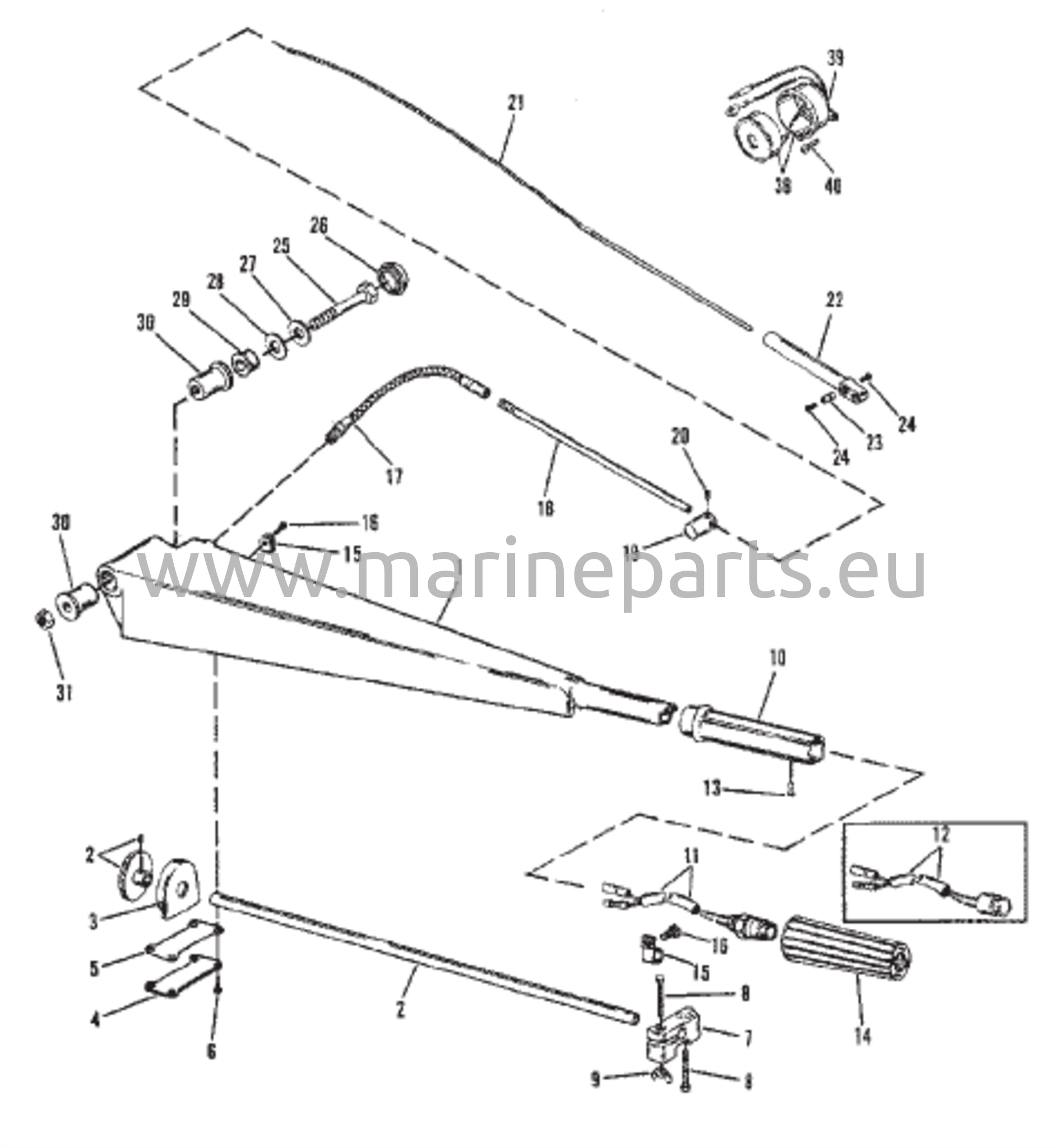 Ohjauskahvan osat (ohjausvarrella)