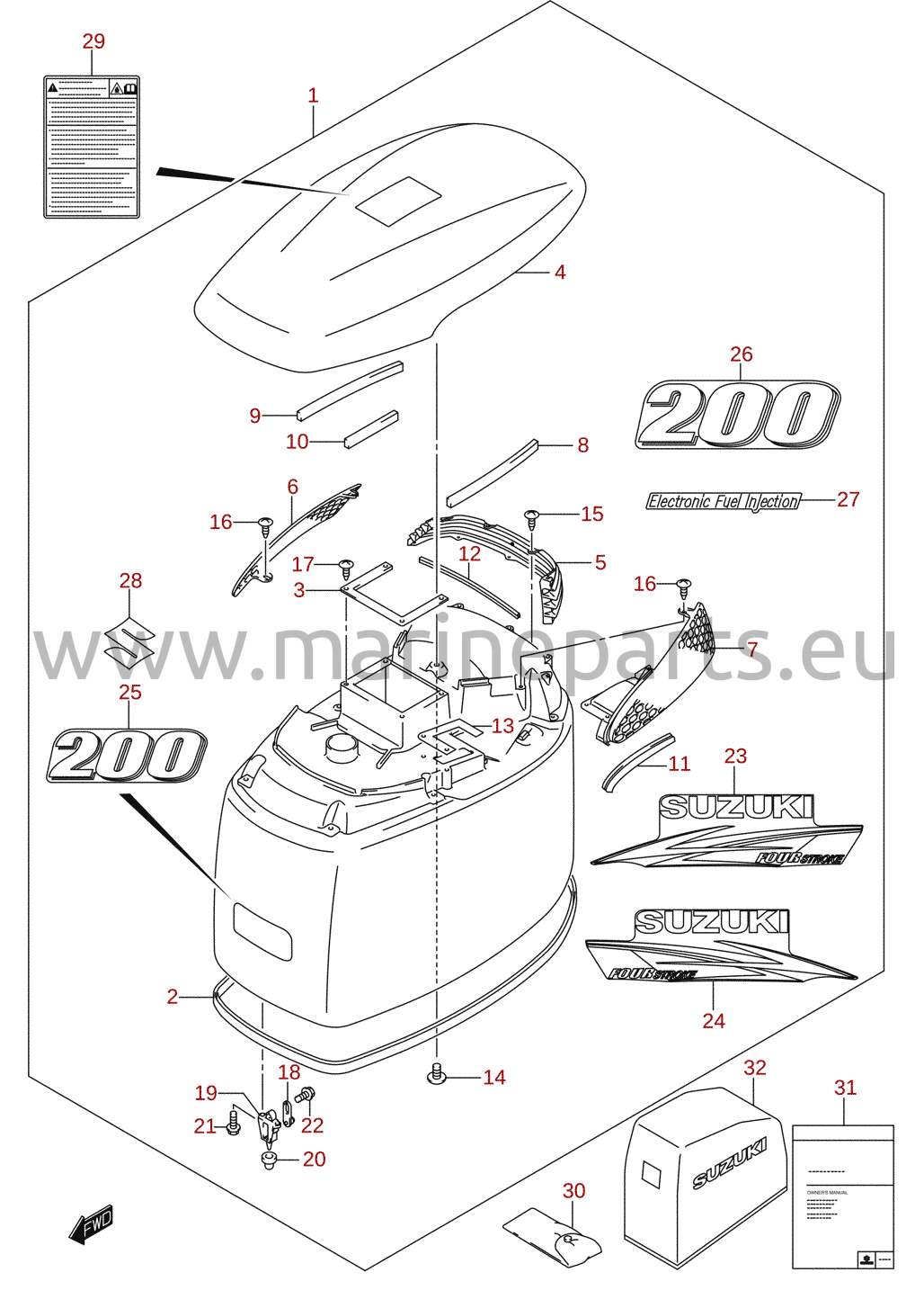 Engine cover (DF200) 1/2