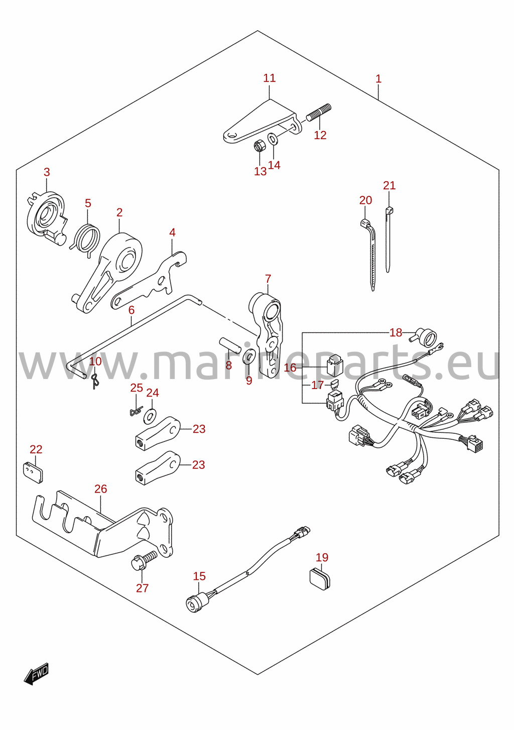 Remote control parts (DF8A, DF9.9A) (optional)