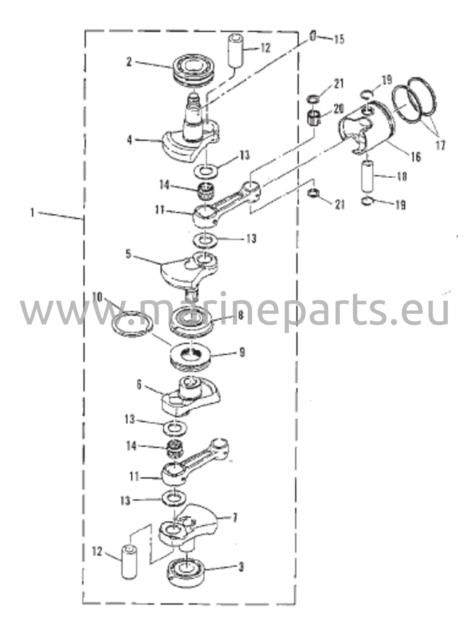 Crankshaft and piston