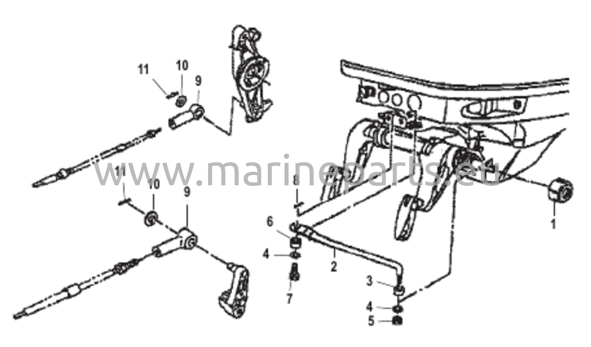 Ohjausvivun vetovarren osat