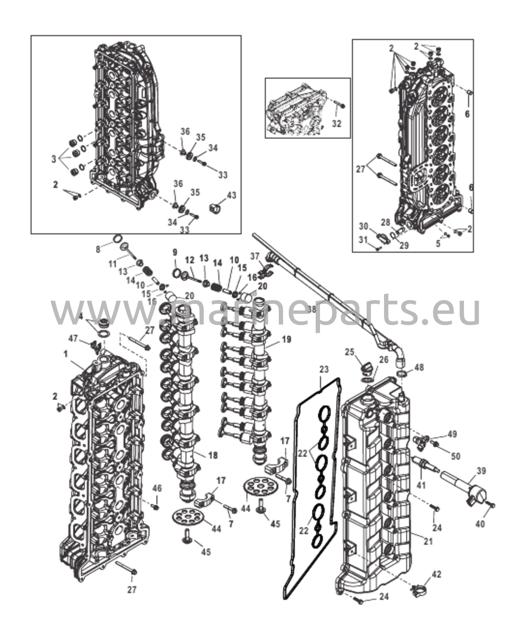 Topplock och kamaxel
