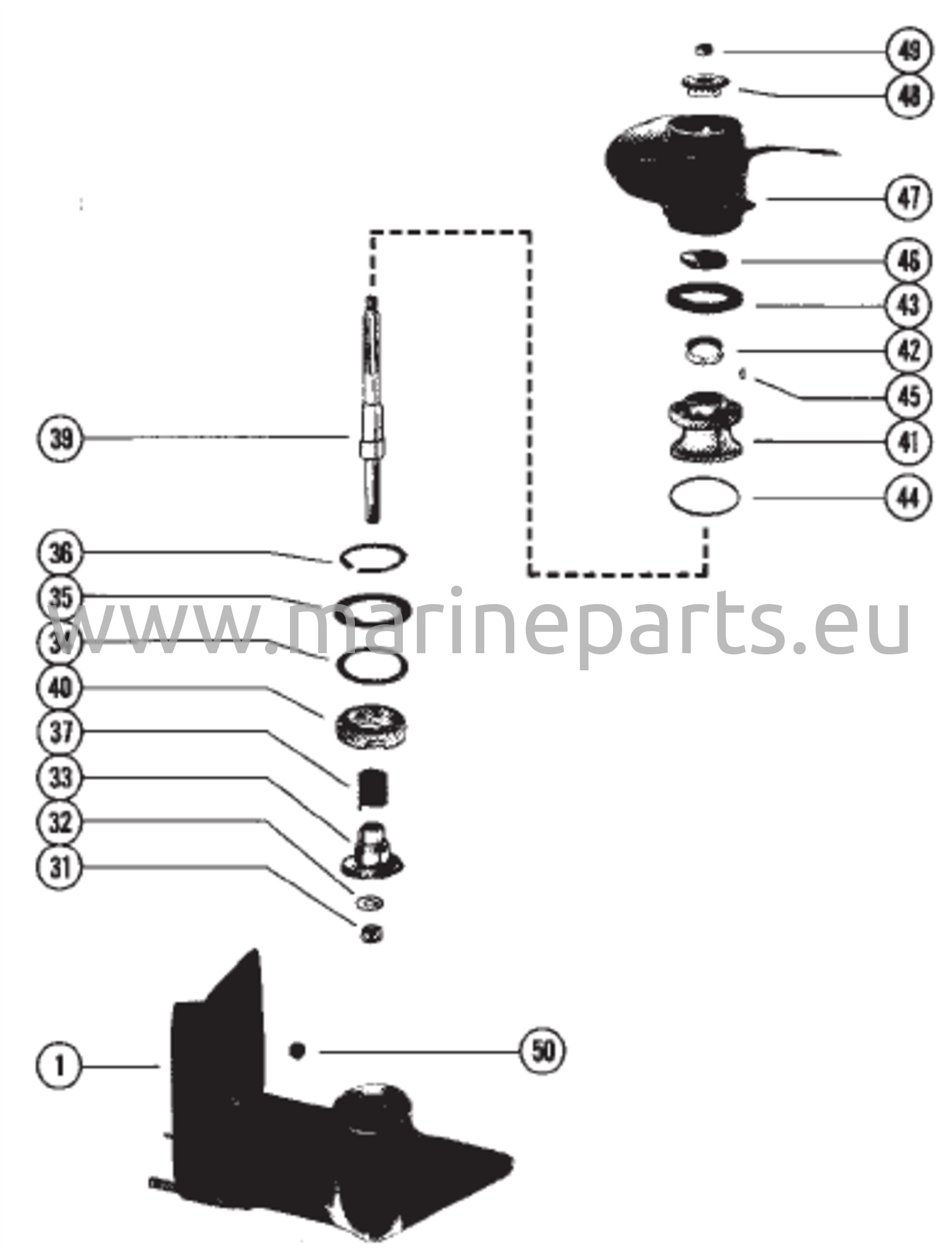 Vaihteiston kotelon kokoonpano (Potkurin akseli)
