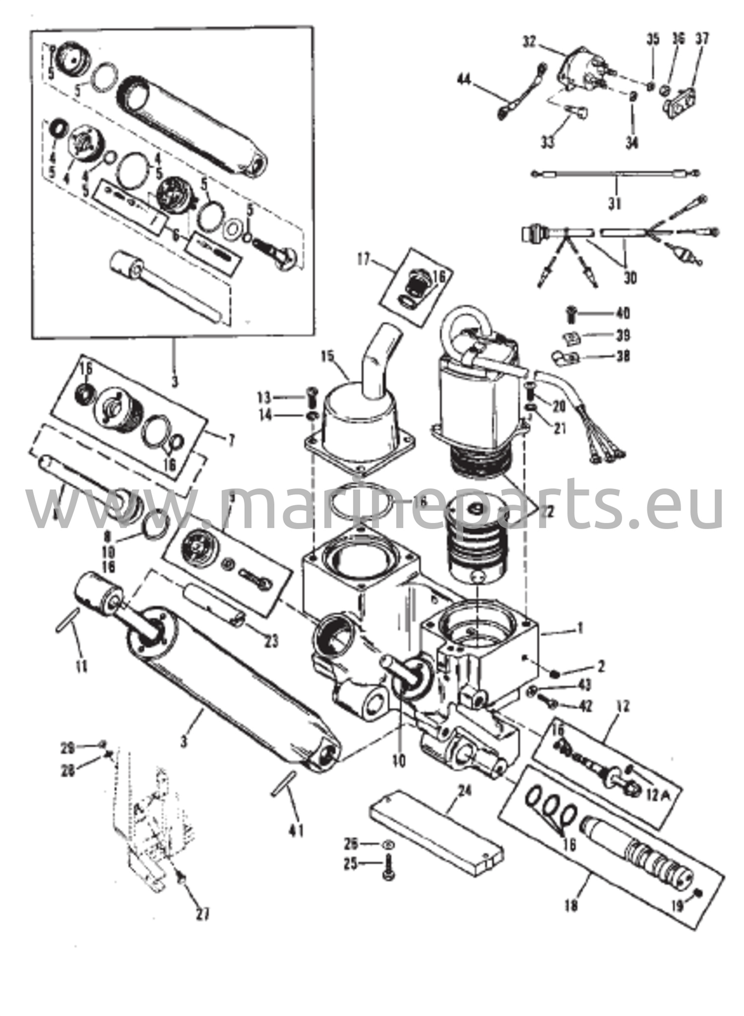 Power Trim -komponentit (S/N-0C160935 ja sitä alemmat)
