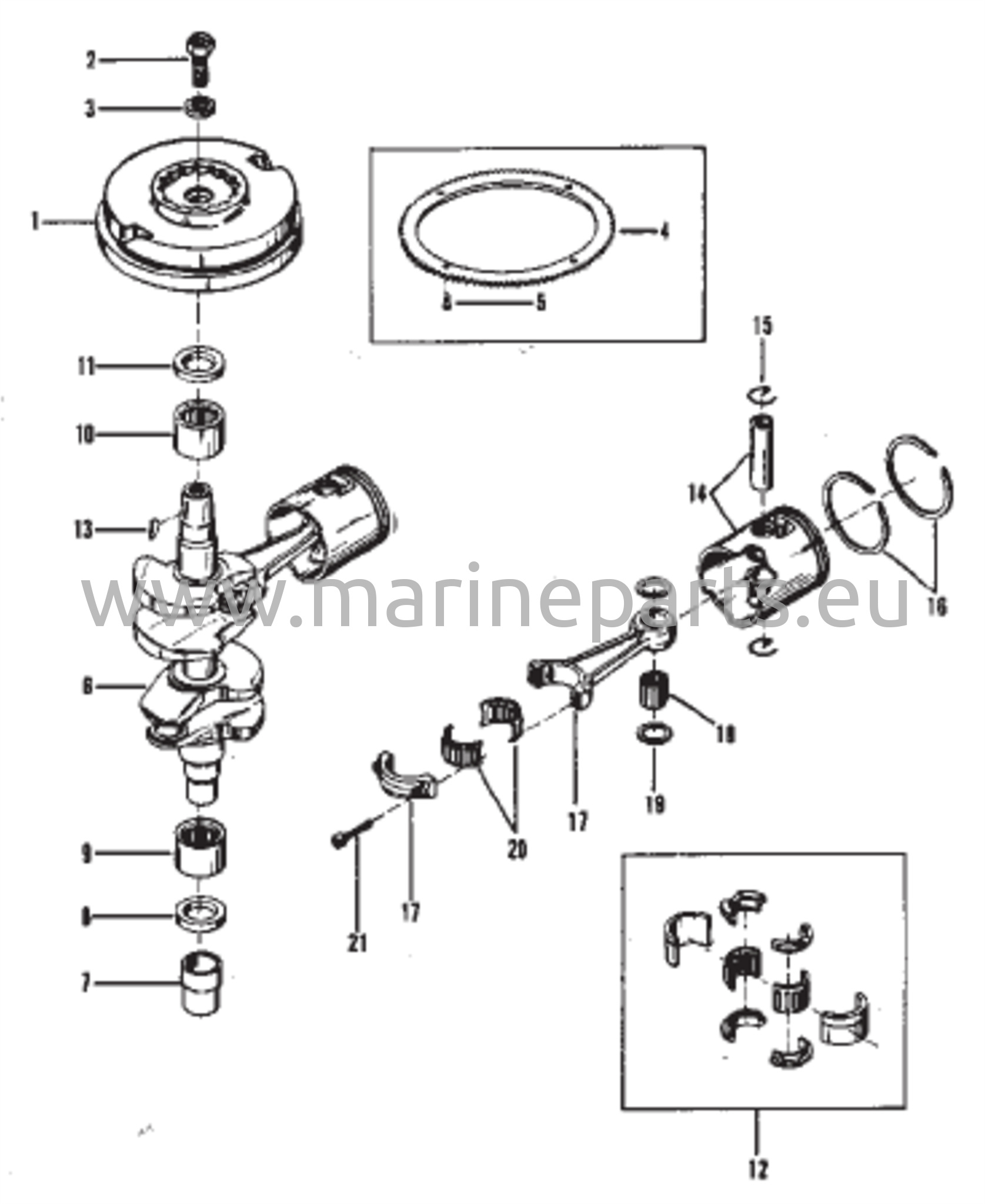 Kampiakseli, männät ja vauhtipyörä