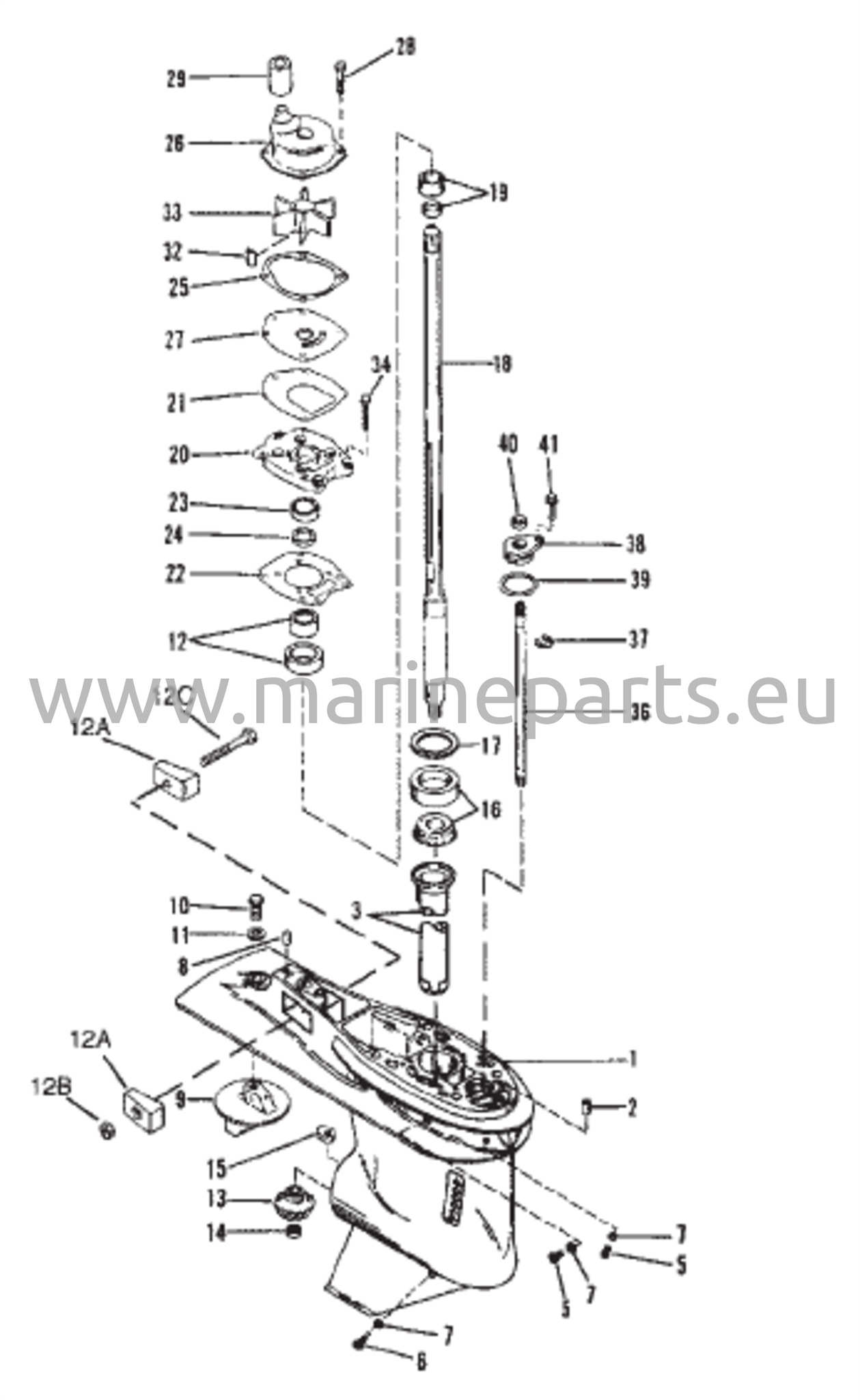 Vaihteiston kotelo (Voimansiirto – BigFoot / SeaPro / Marathon / Pontoon)