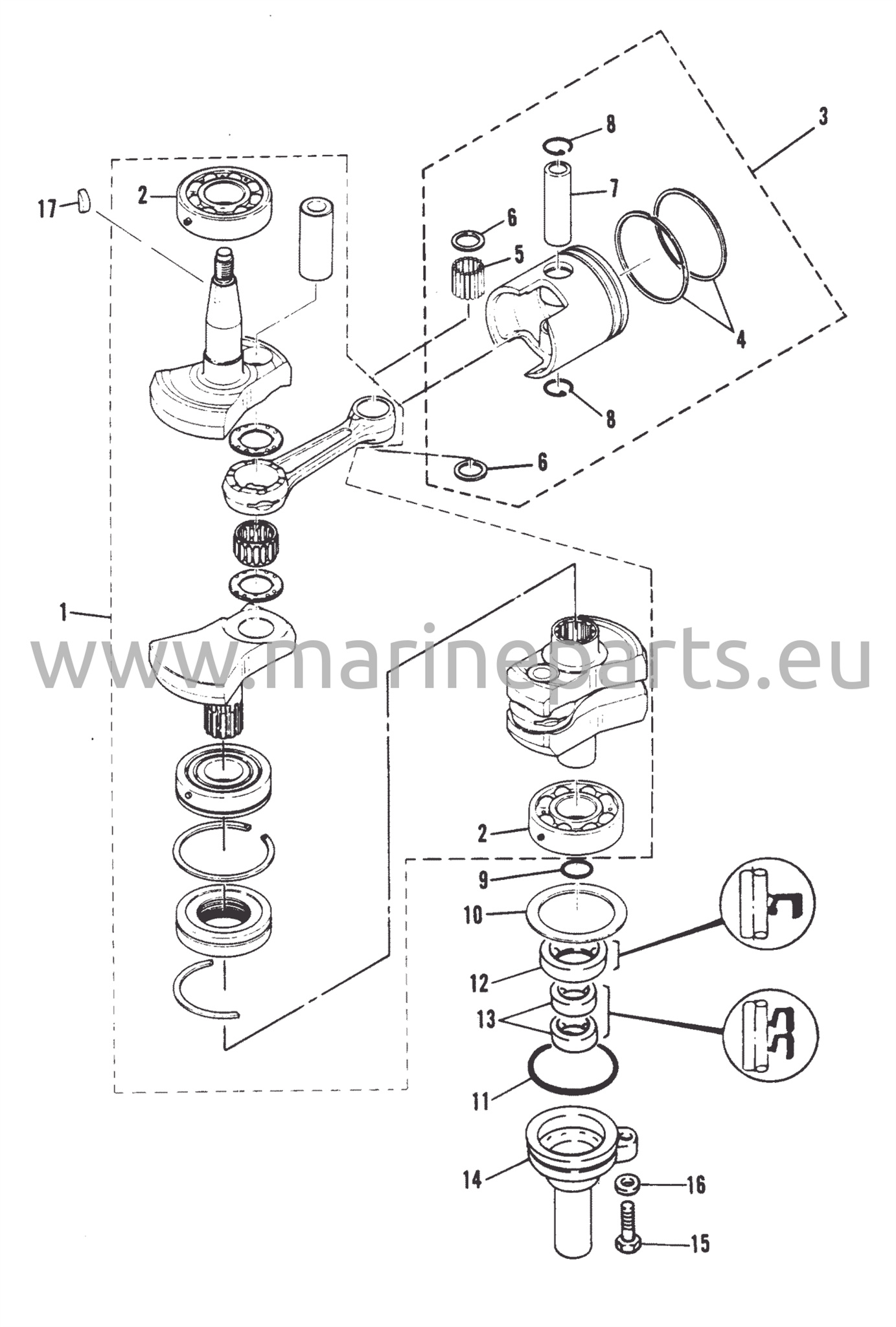 Crankshaft and piston