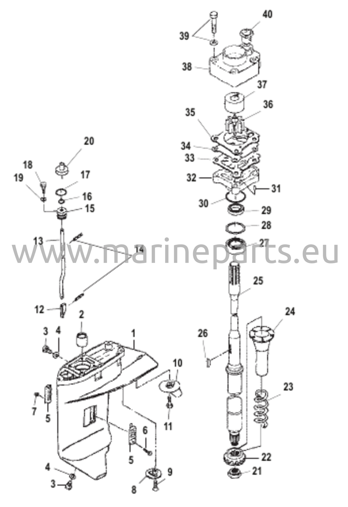 Vaihteiston kotelo voimansiirtoakseli