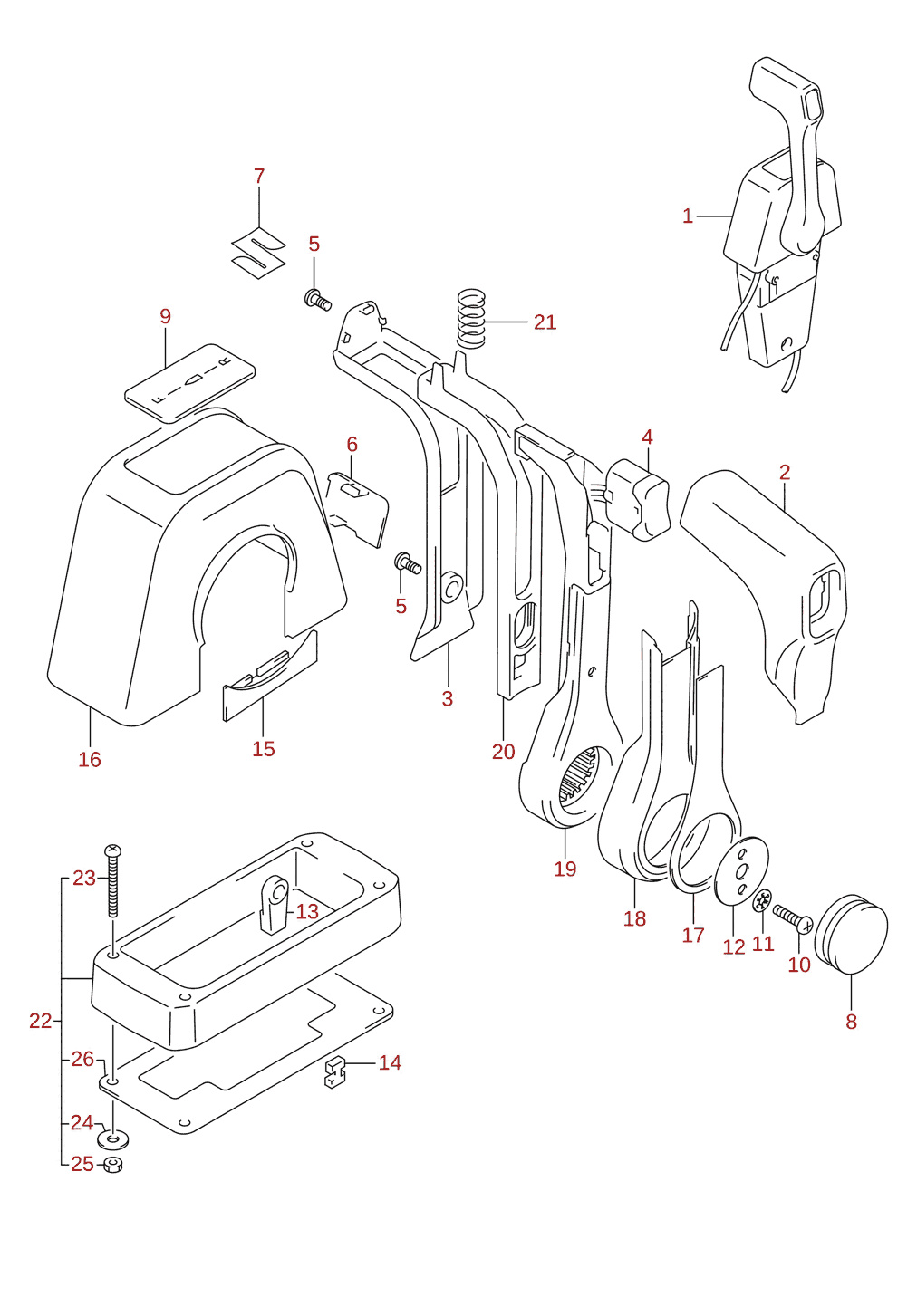 Remote control assembly single (1) (optional)