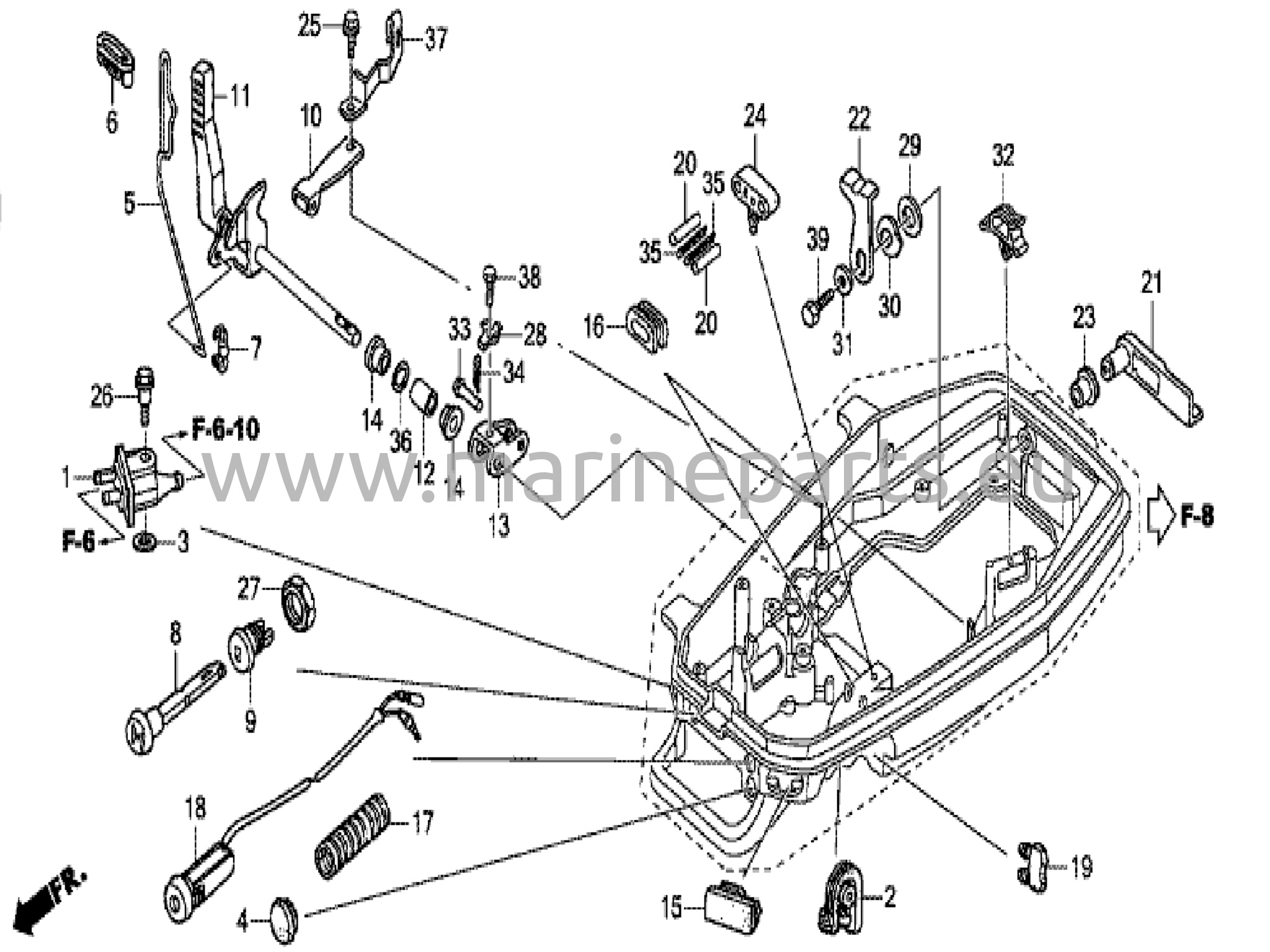 Växelaxelmekanism och mittsektionens hus