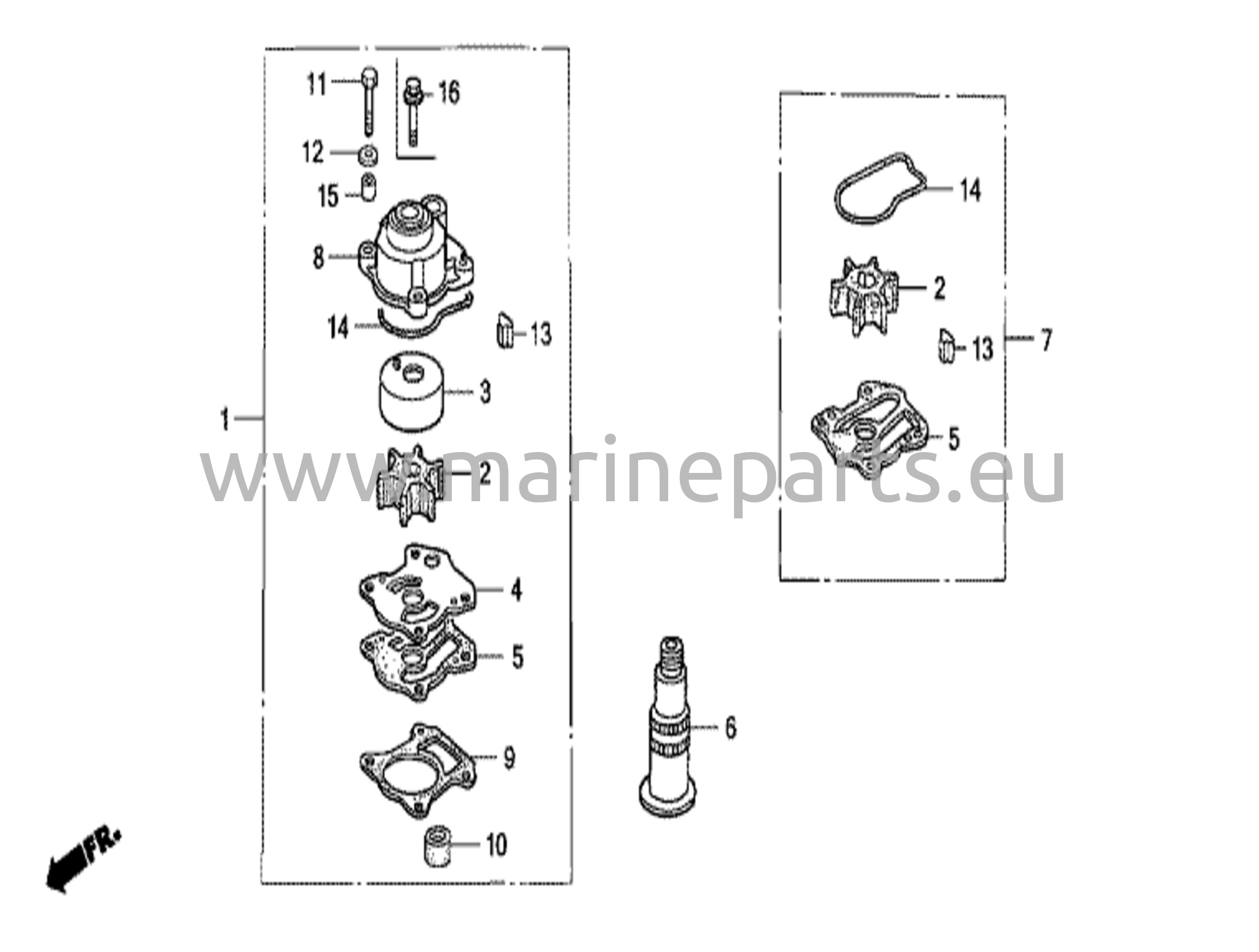 Impellerpumpkit/vattenlanganskoppling (1)
