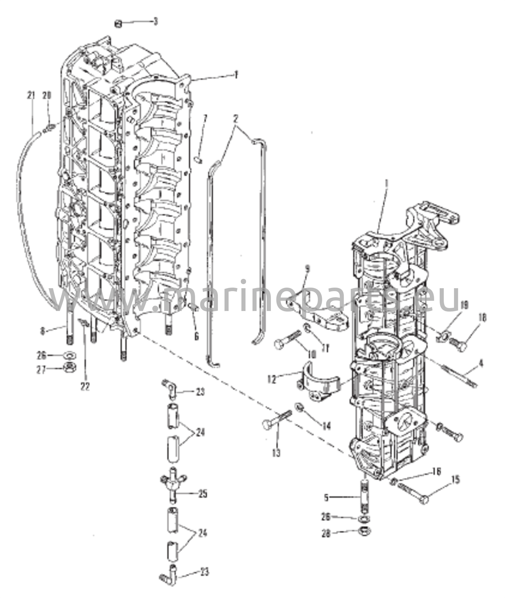 Sylinterilohko ja kampikammion kokoonpano