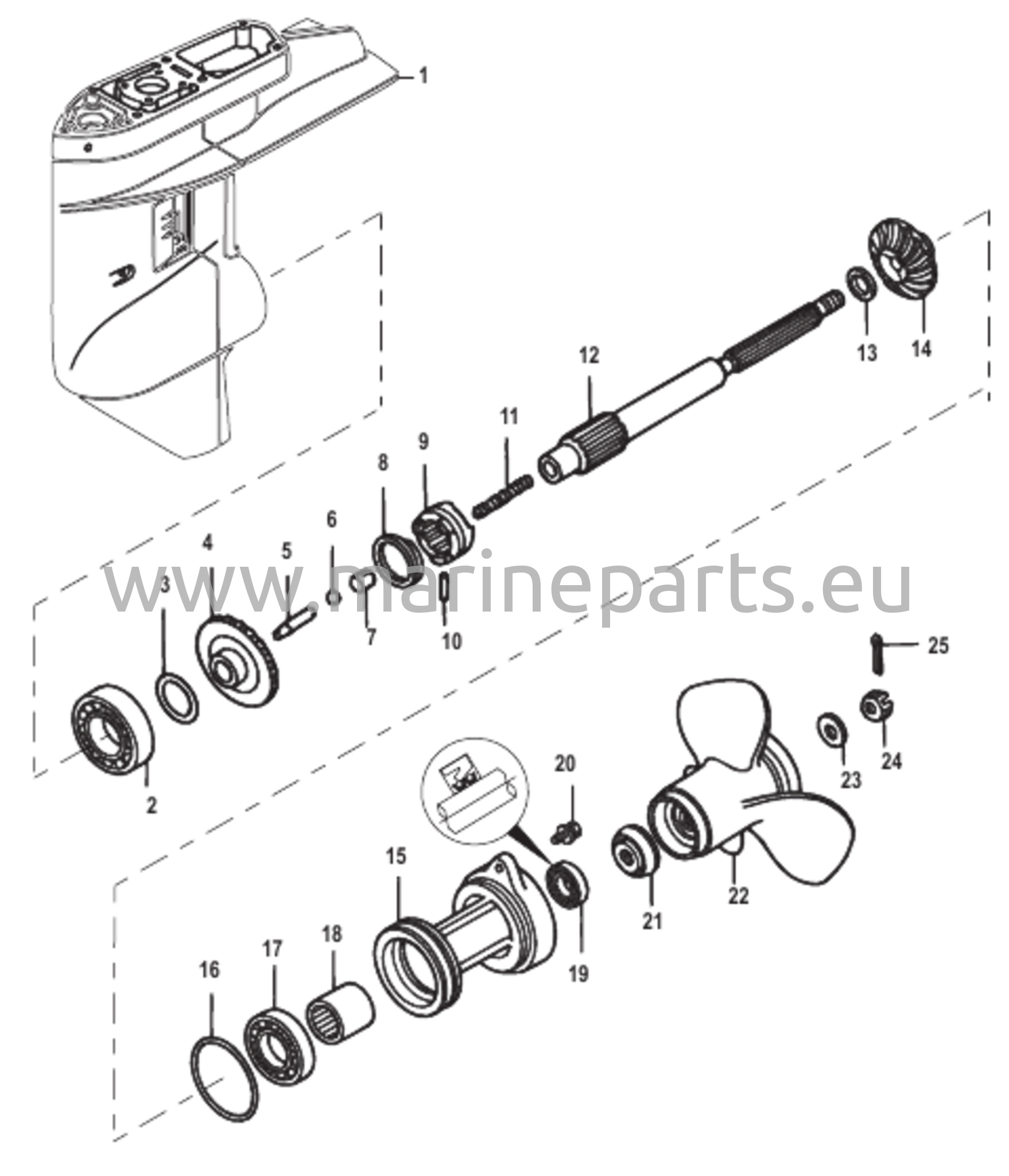 Vaihteiston kotelo potkurin akselille - 1,92:1 vaihesuhde