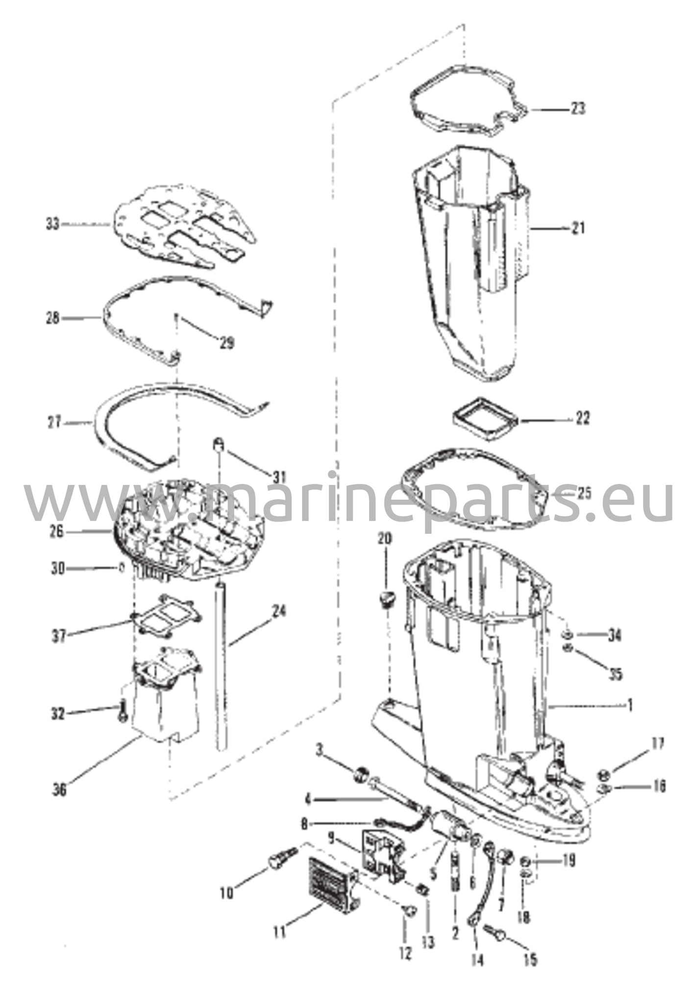 Driveshaft Housing and Exhaust Tube 