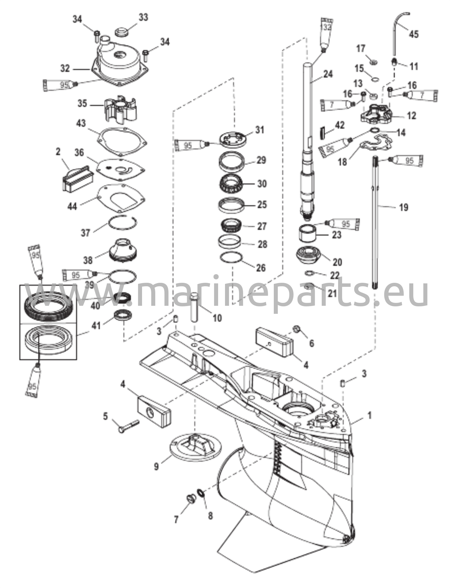Vaihteiston kotelo (voimansiirtoakseli) (vakio/käänteinen pyörimissuunta)