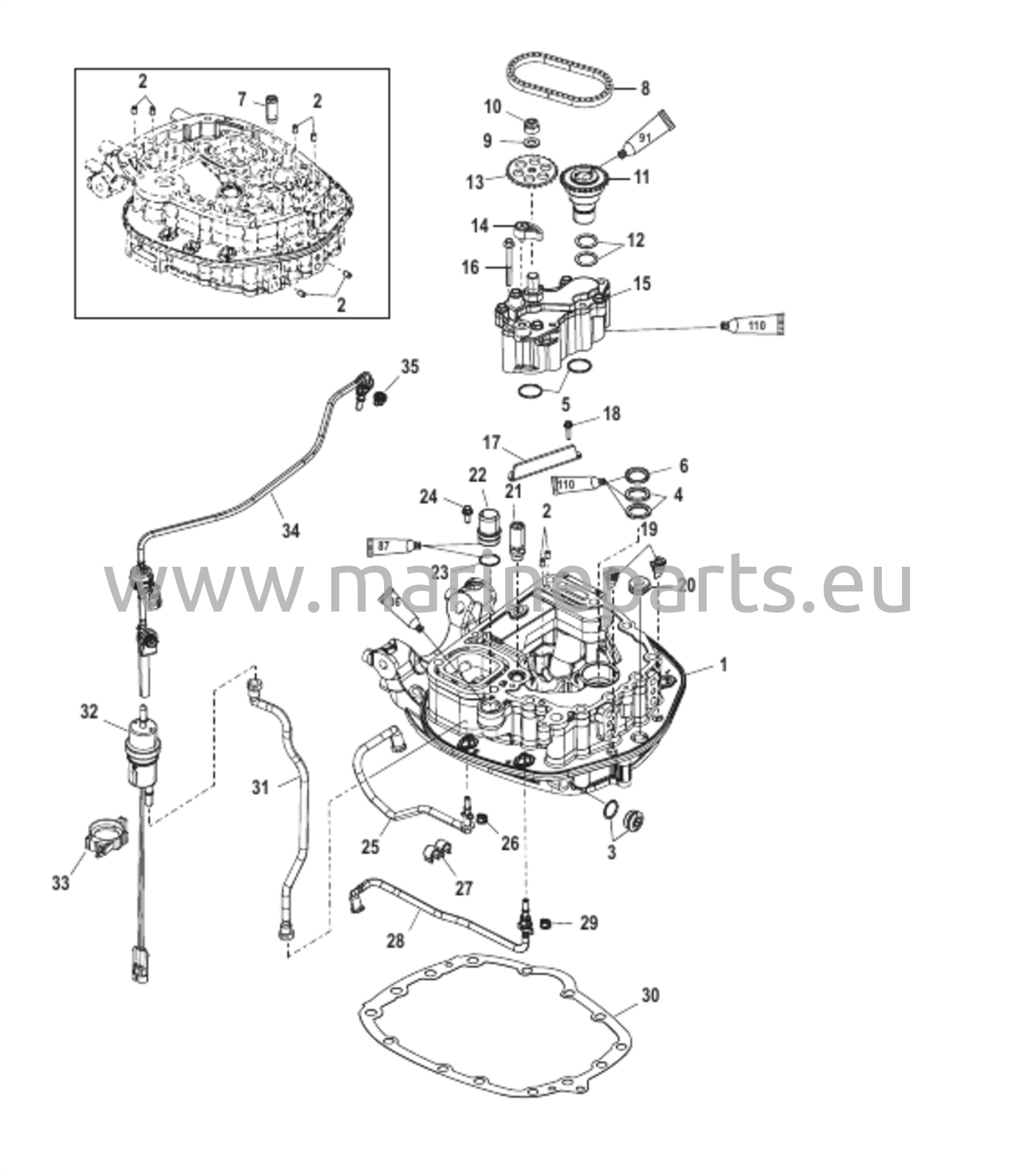 Oljetpump/Adapterplatta-Övre