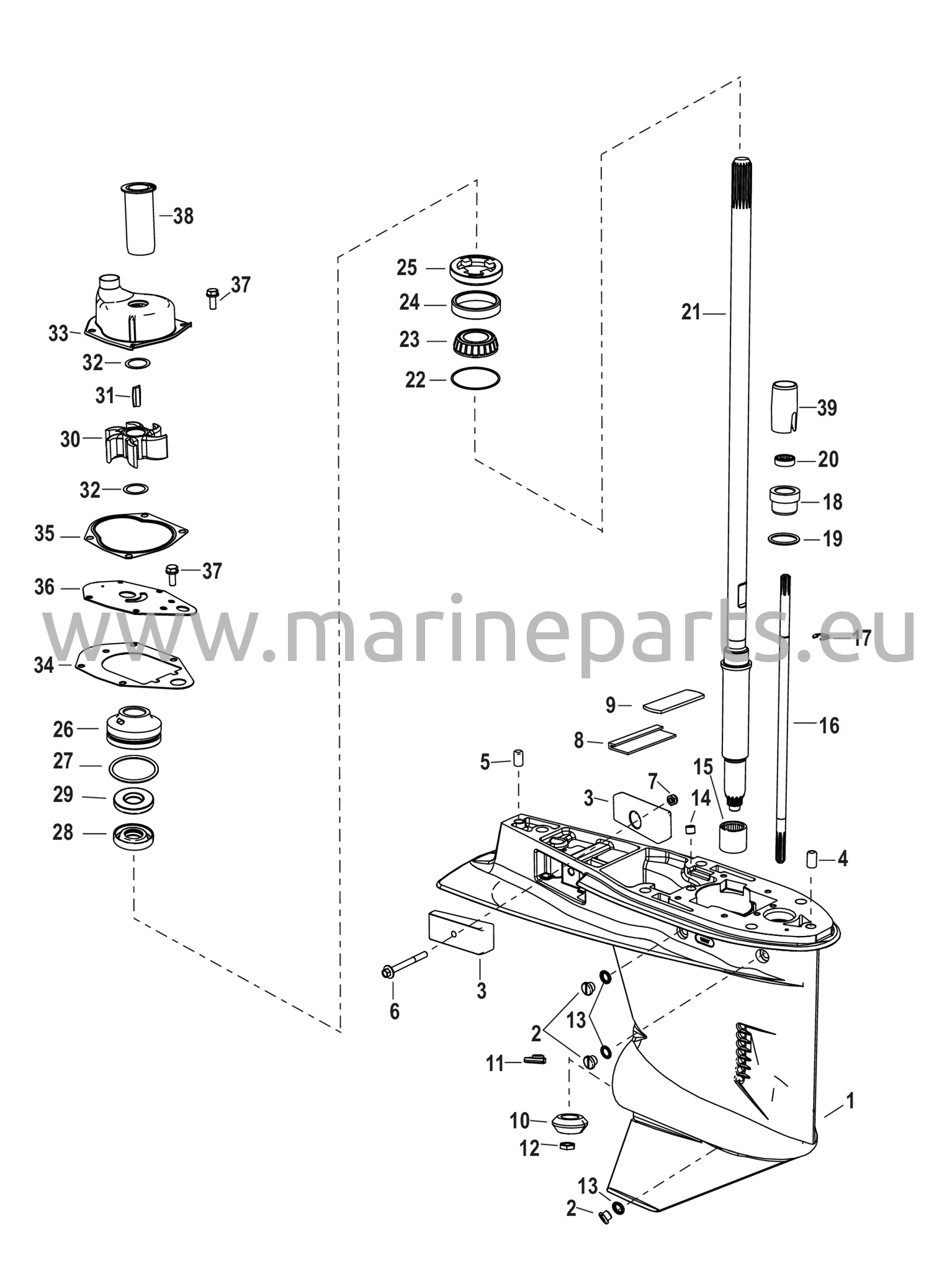Vaihteiston kotelo voimansiirtoakselille - 1,83:1 vaihdekerroin