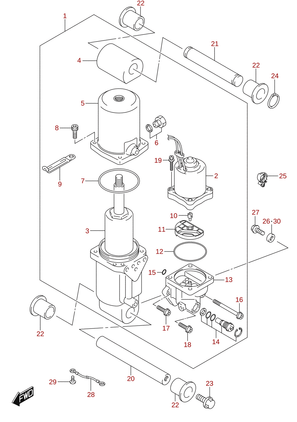 Trim cylinder (DF100AT, DF115AT, DF115AZ)
