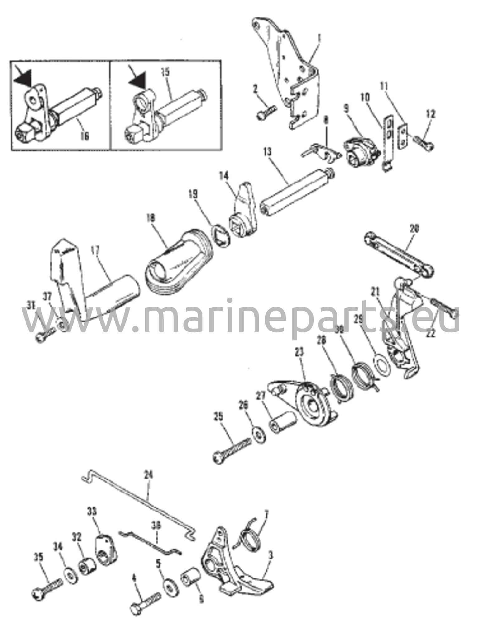 Throttle and Shift Linkage (Side Shift Models) 