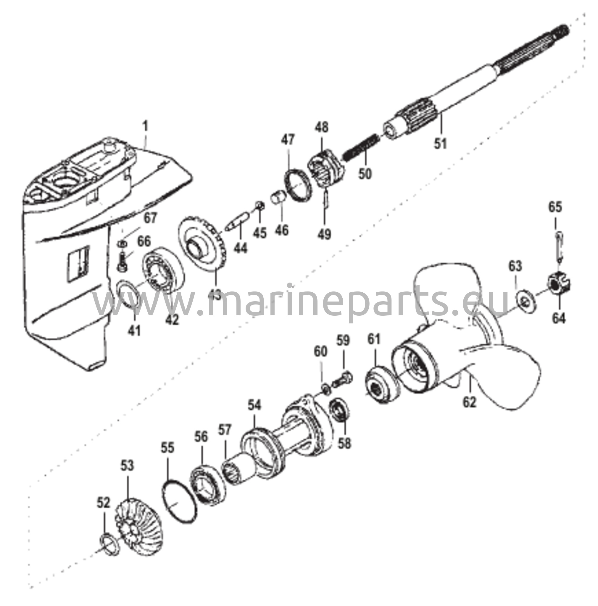 Vaihteiston kotelo potkurin akseli
