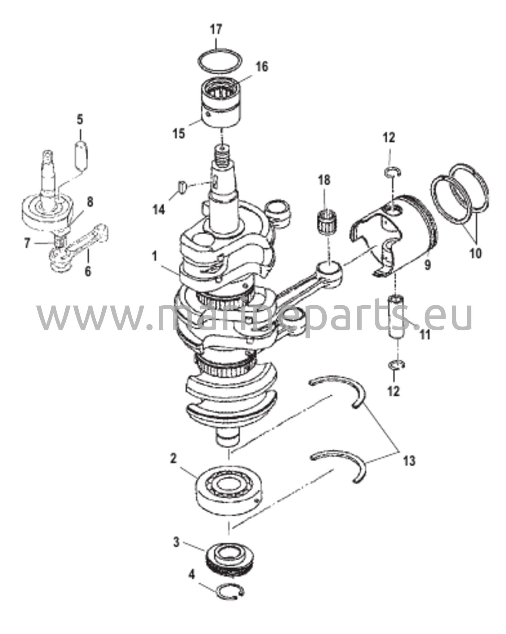 Kampiakseli, mäntä ja yhdysvarret