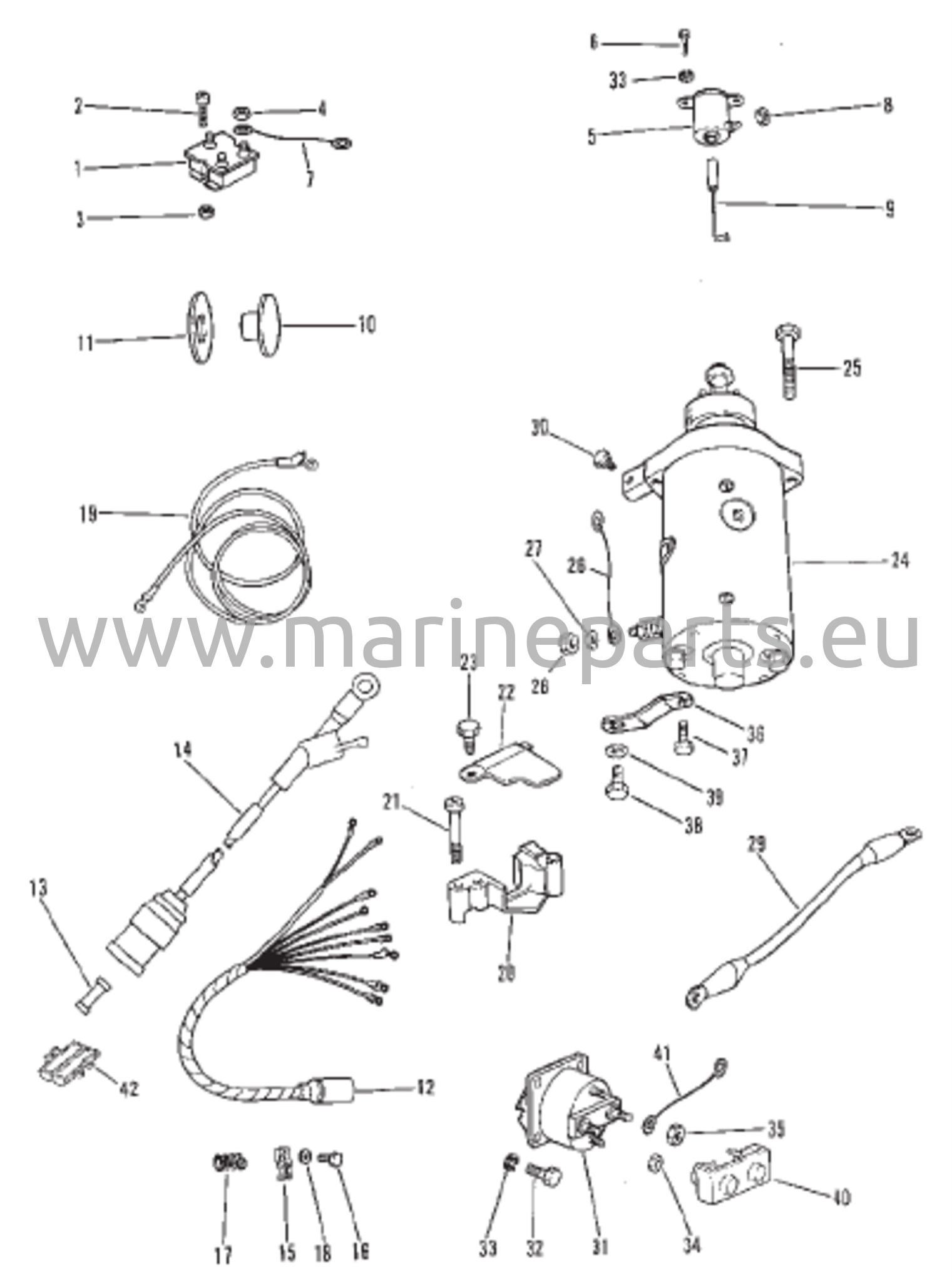 Sähkömoottori, tasasuuntaaja ja johdotussarja (sähköinen)