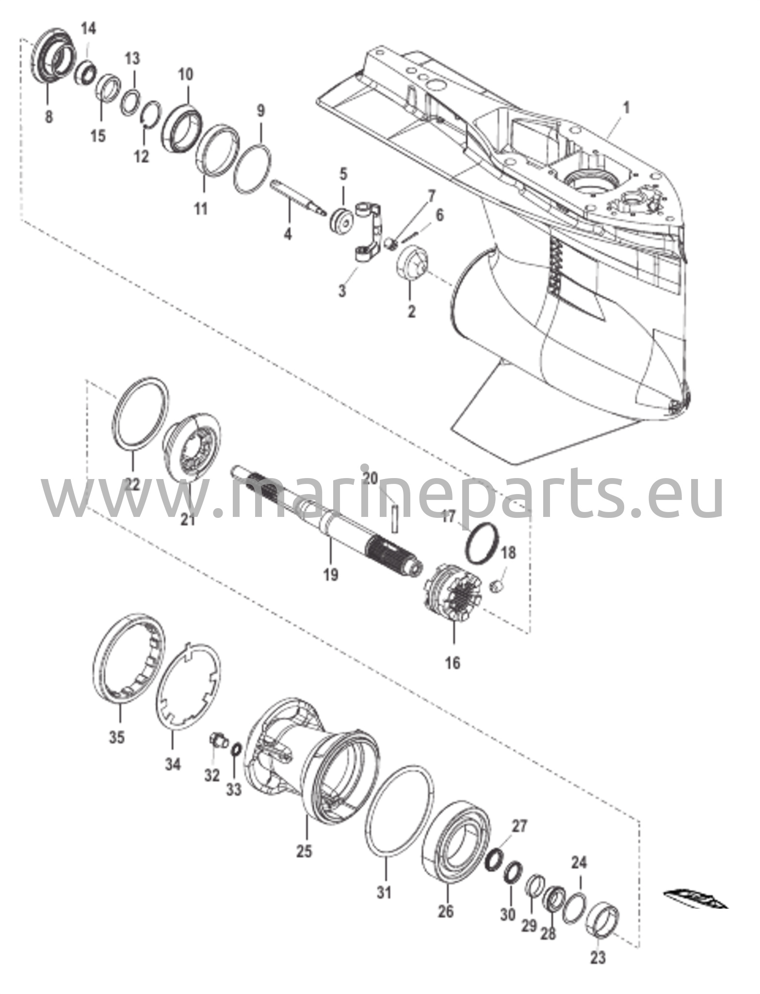Vaihteiston kotelo vetoakselille - vakiorotaatio, 4.80 Torpedo