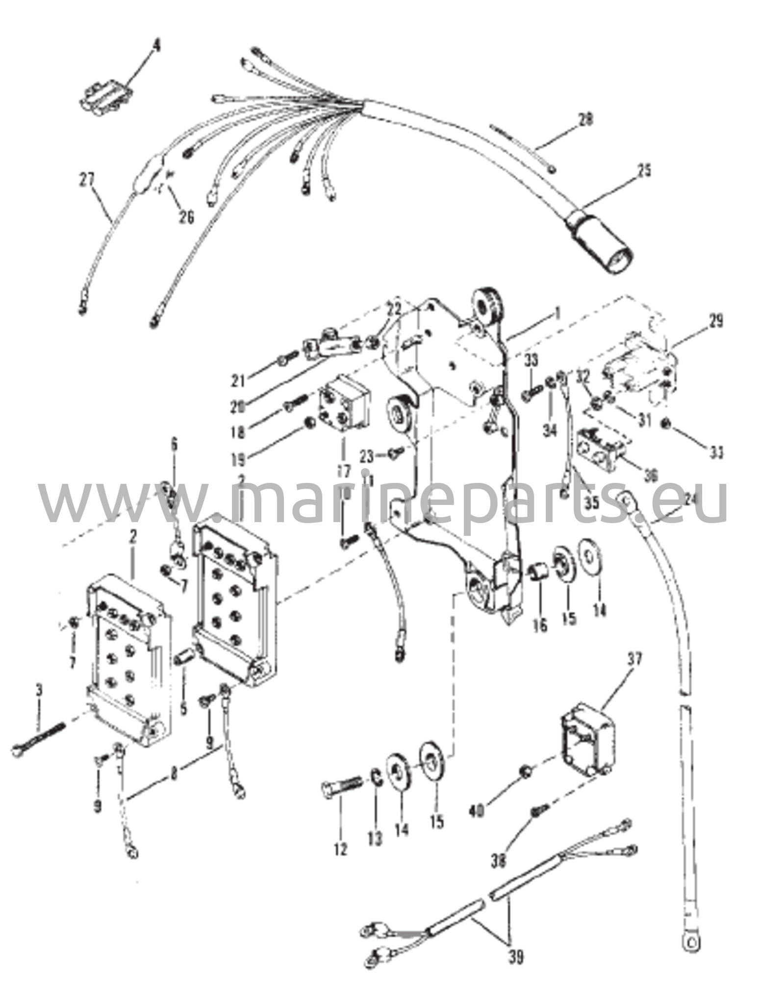 Johdotussarja, käynnistinrele ja tasasuuntaaja
