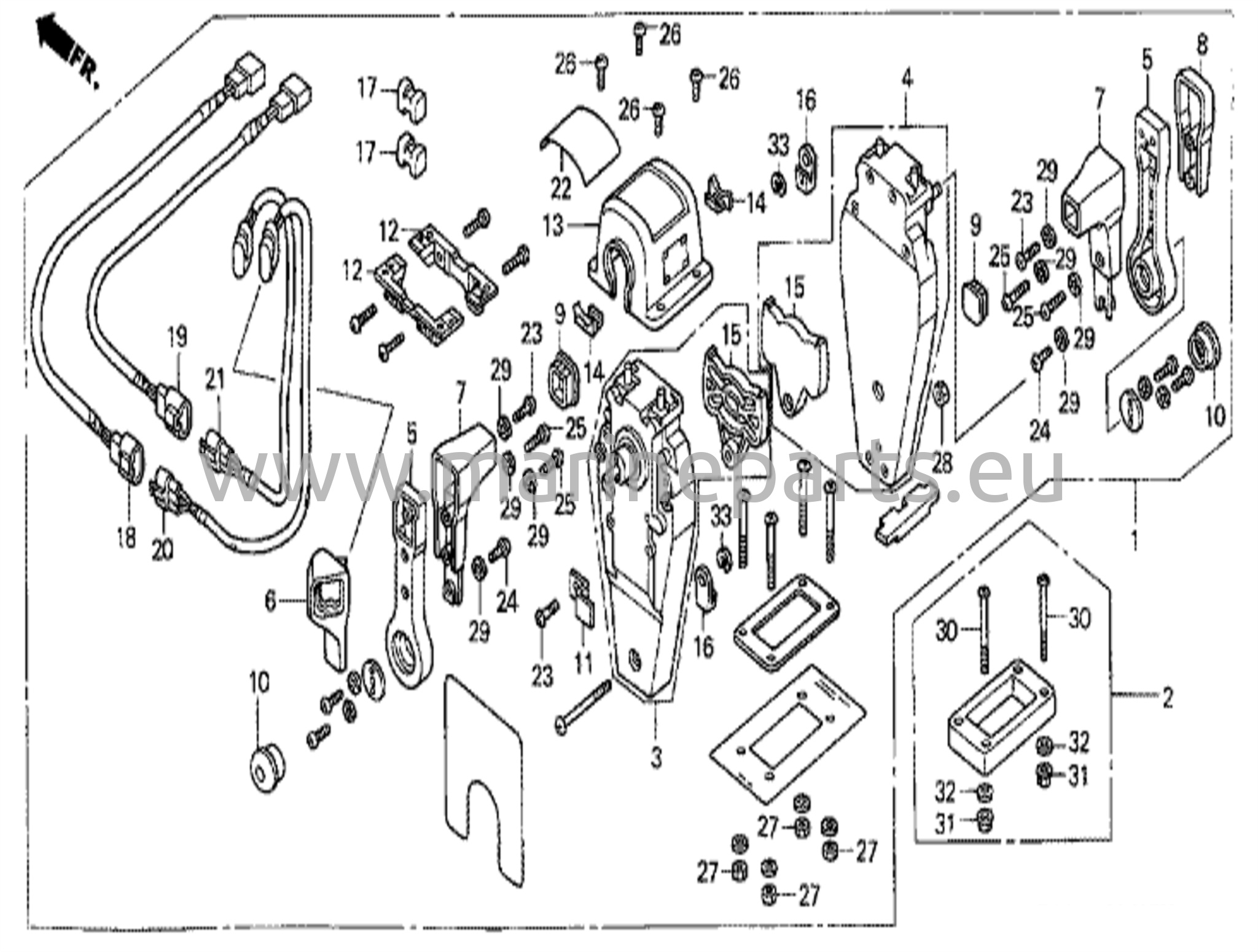 Kaukosäädin (Yläkiinnitys, kaksoistyyppi) (Oikea)