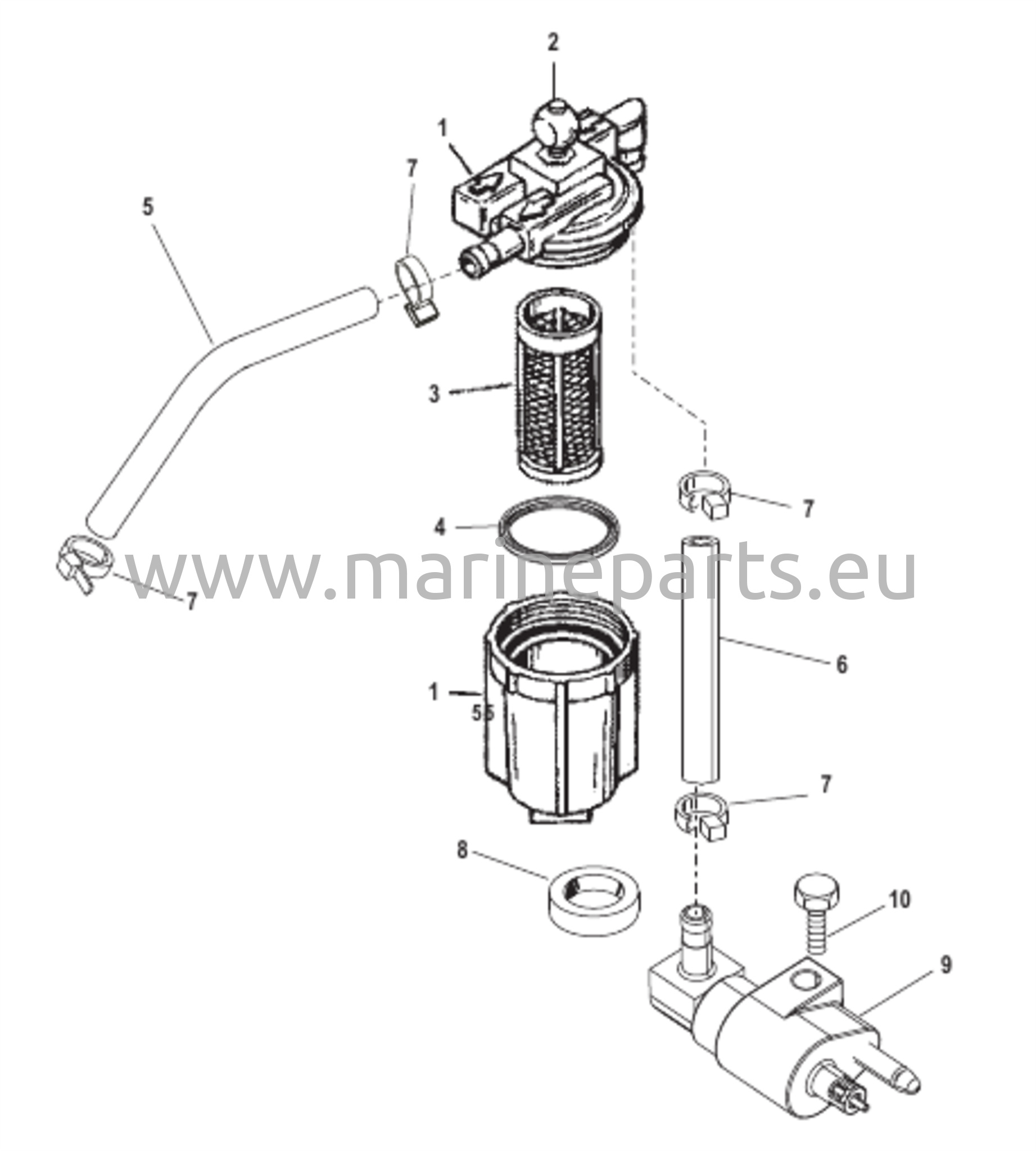 Polttoainesuodattimen kokoonpano (USA-1B153167/BEL-0P360020 ja sitä alemmat)