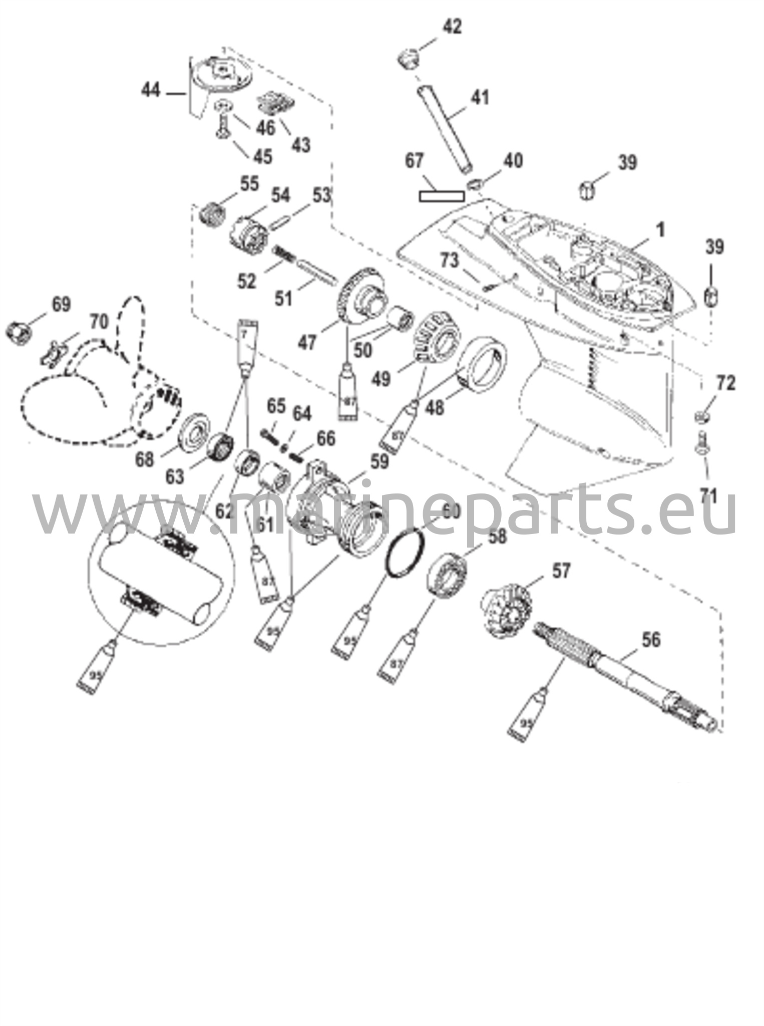 Vaihteiston kotelo (voimansiirtoakseli) (1,83:1 / 2:1 vaihdekerroin)