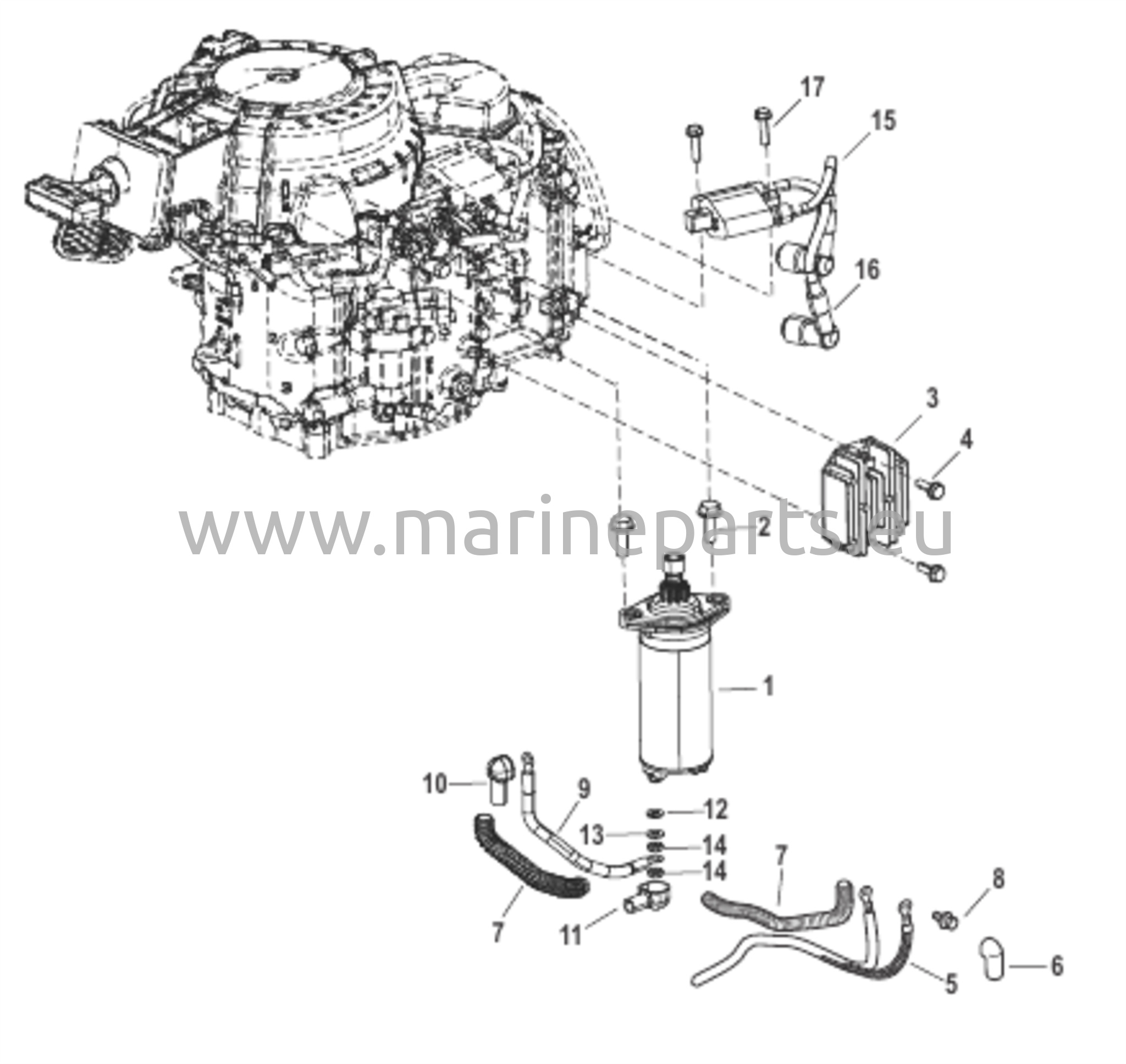 Startmotor, likriktare, tändspole