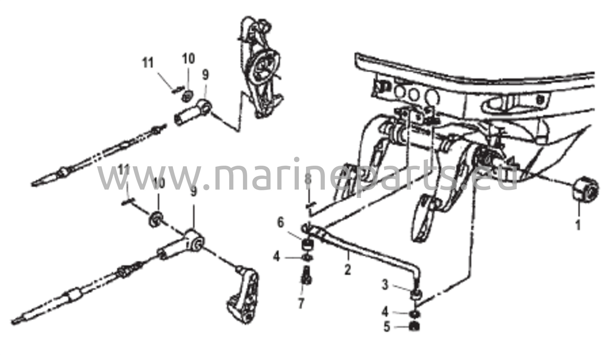 Ohjausvivun vetovarren osat