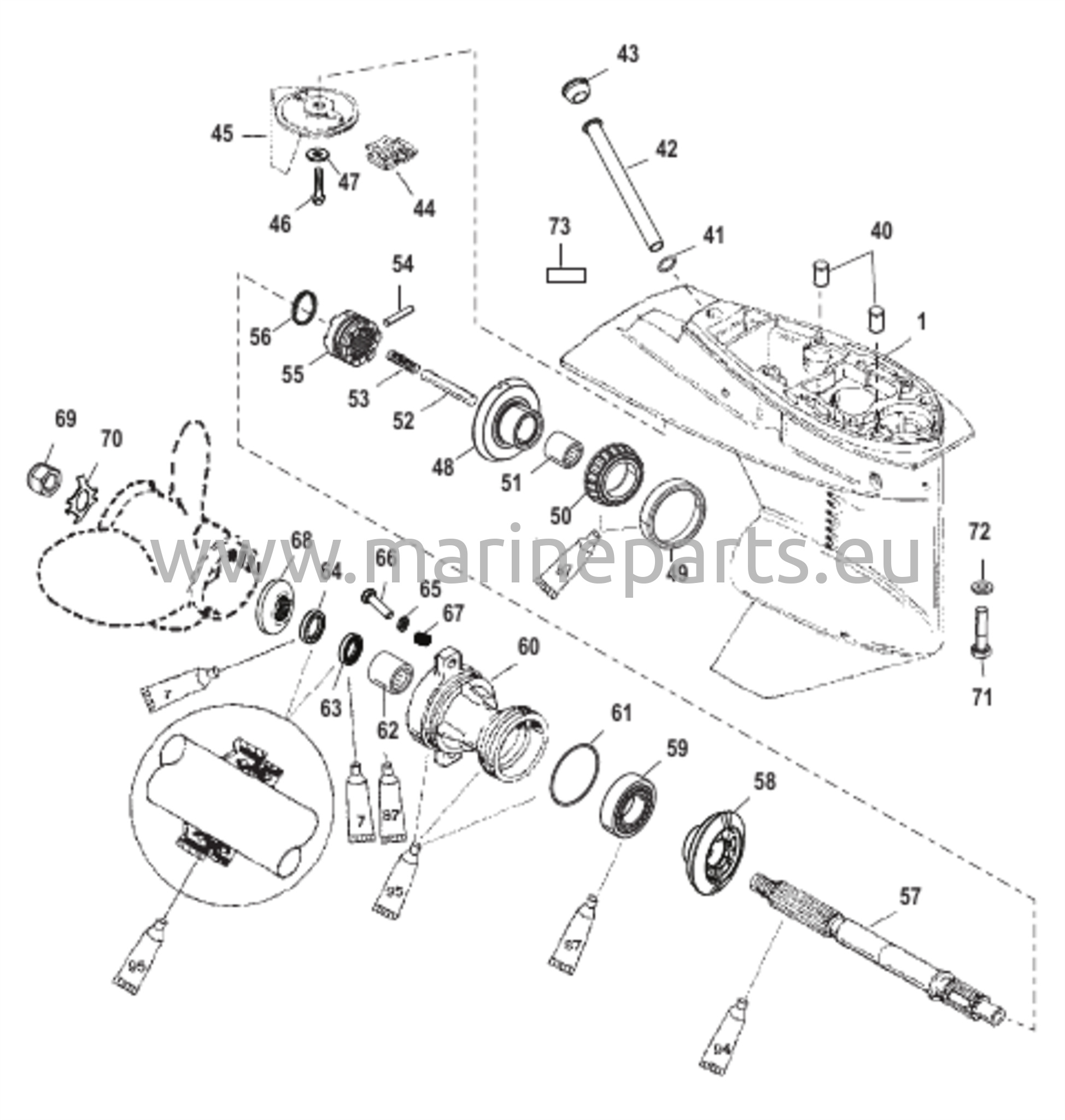 Vaihteiston kotelo potkurin akselille - 2.00:1 vaihdekerroin