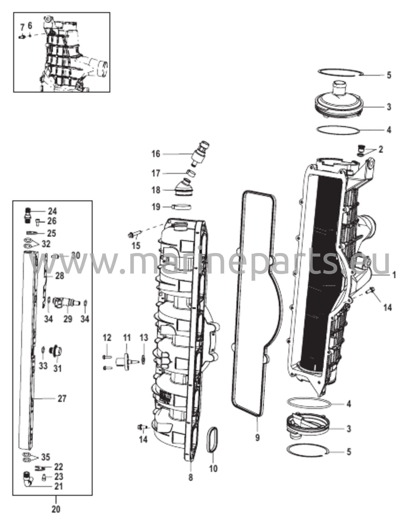 Laddkylare/Insugningsgrenrör (Gen II) Ändlock Servad