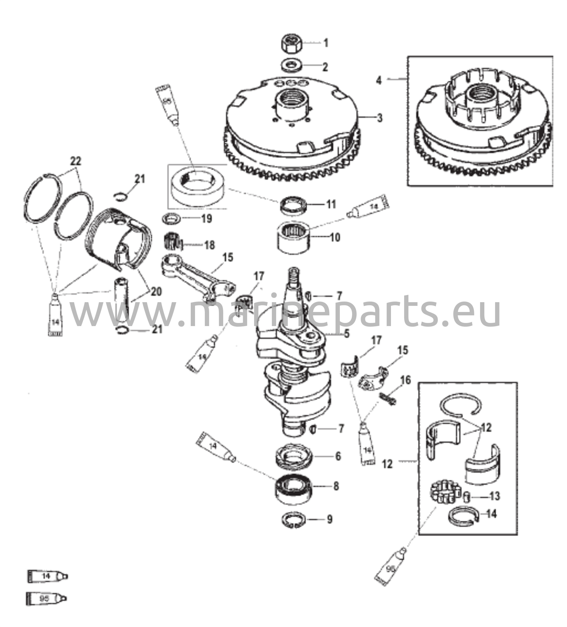 Kampiakseli / Mäntä / Vauhtipyörä