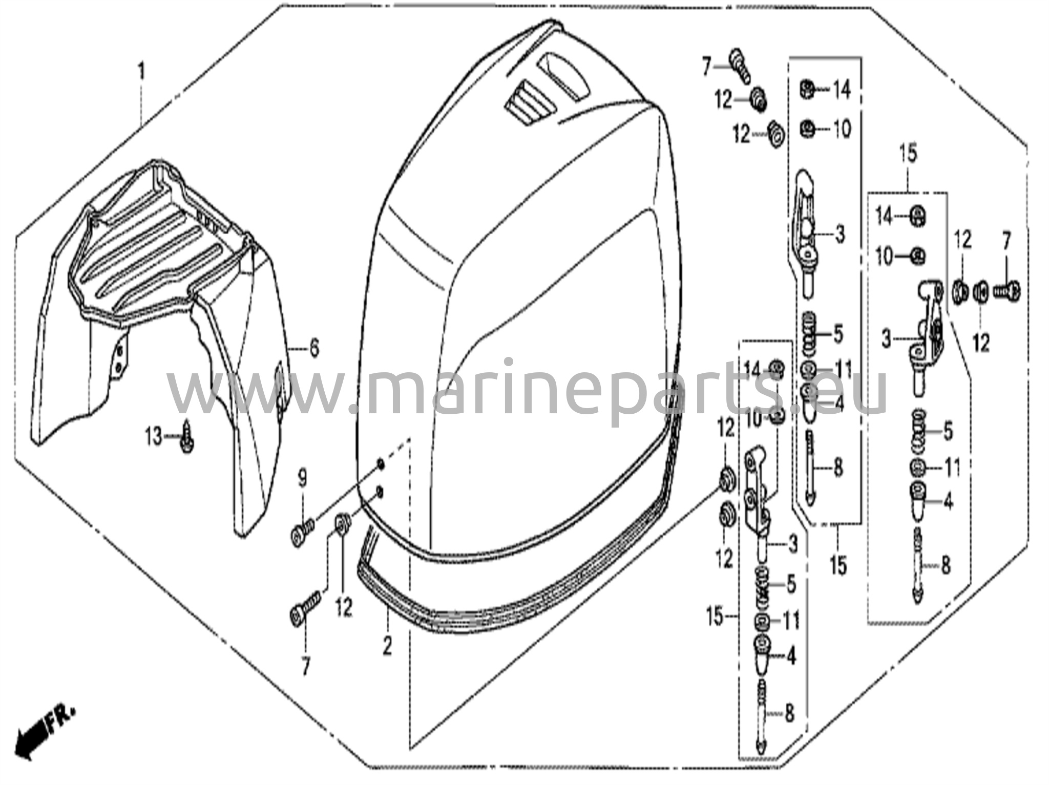 Moottorin suojakannen kokoonpano